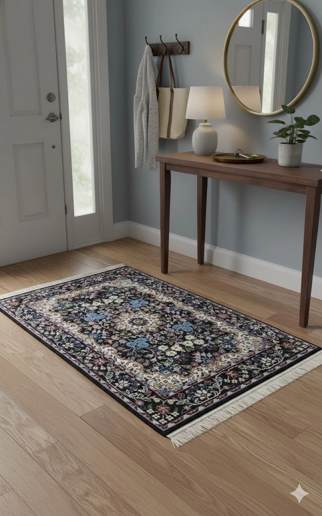 Magic Rugs Black Floral Kirman 3X4 Oriental Rug