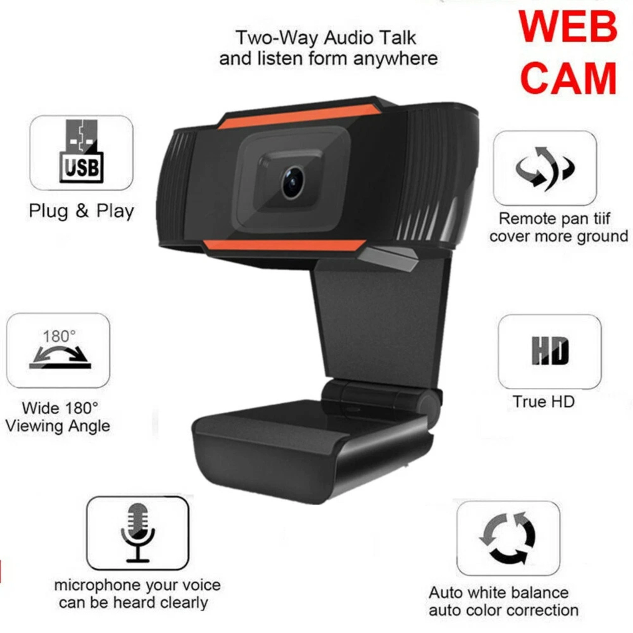 Home Collection 1080P HD USB Webcam with Autofocus & Built-In Microphone