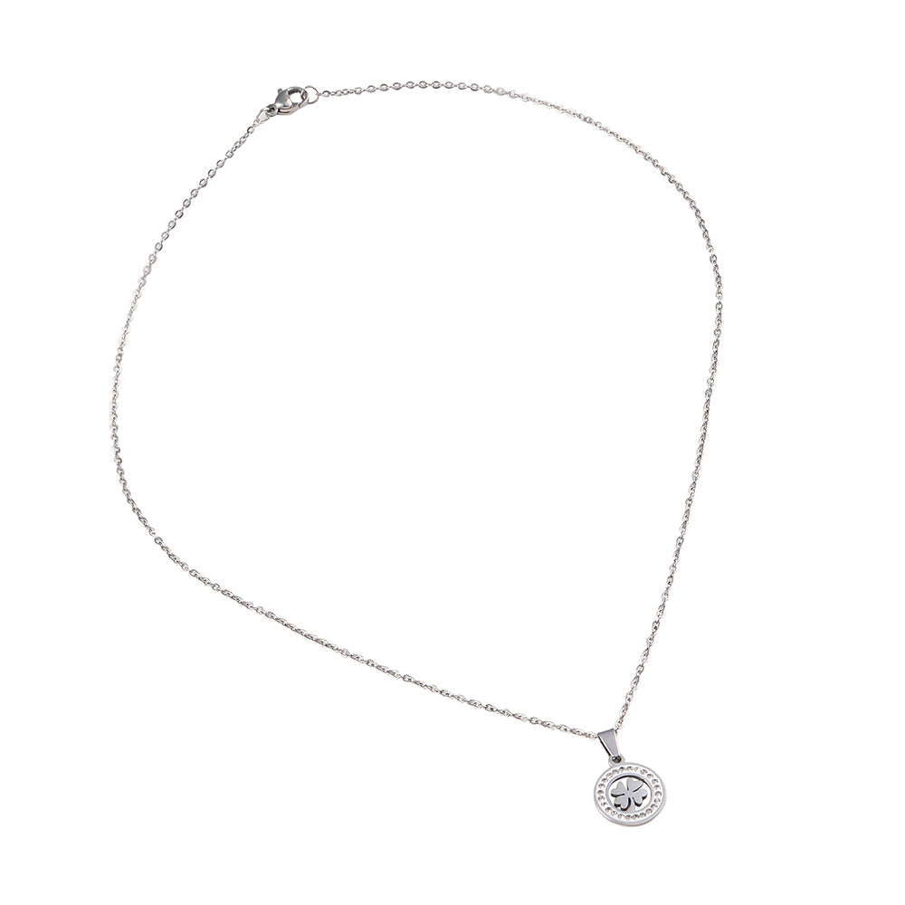 SOHI Women's Metallic Silver the Clover Pendant Necklace