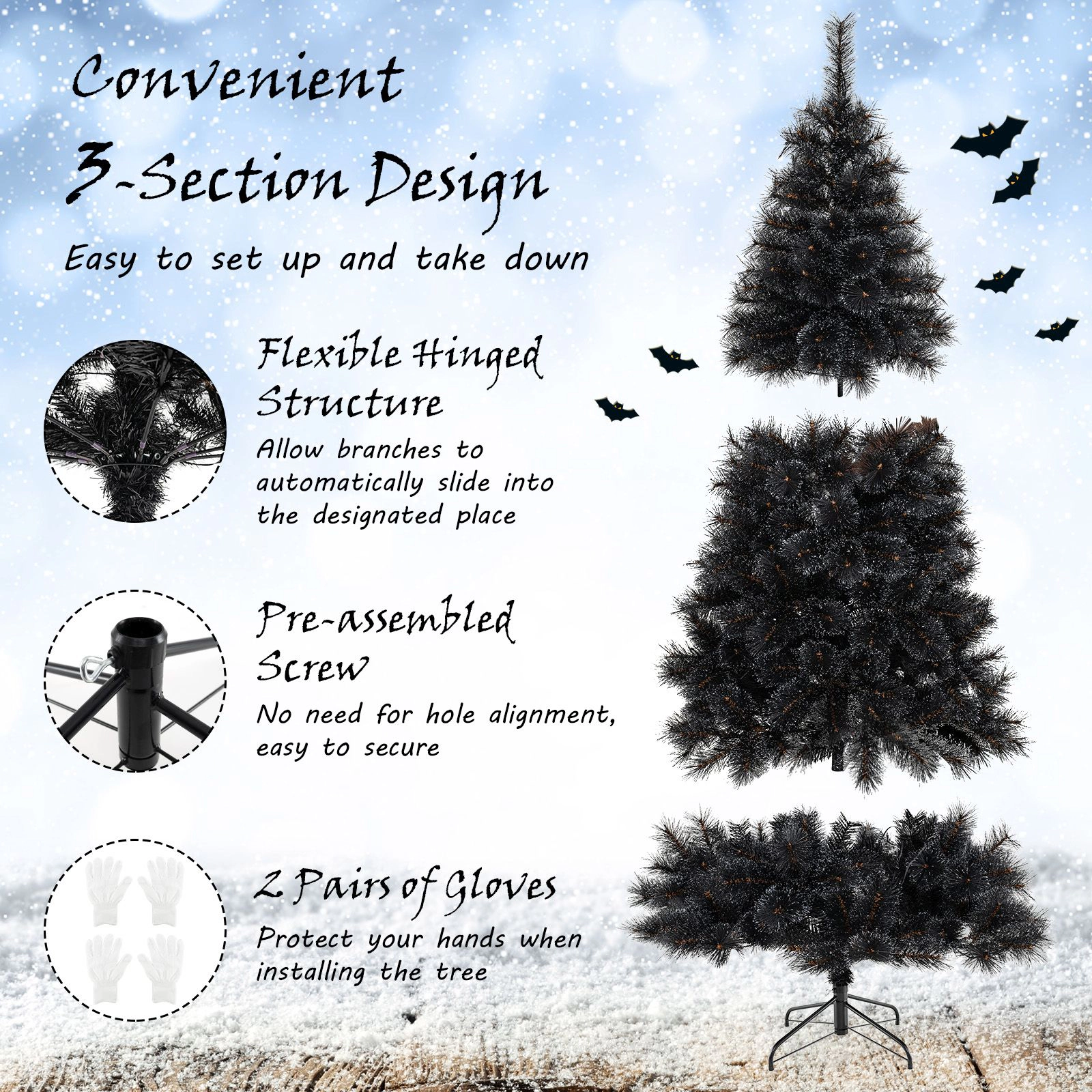 SlickBlue 8 Ft Artificial Christmas Tree with Frosted Pine Needles