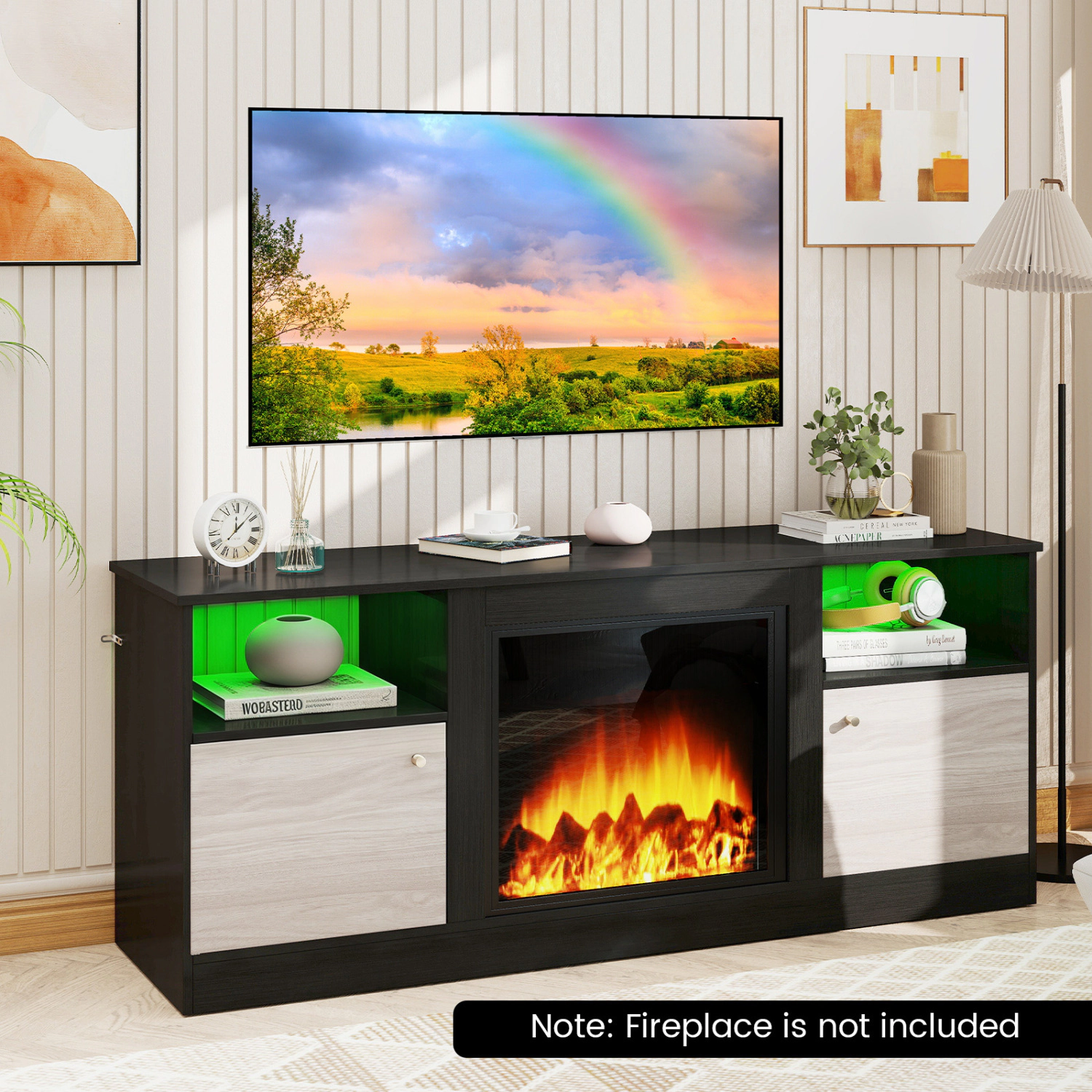 LJG Entertainment Center with Adjustable Shelf & Open Compartment for 65" TVs