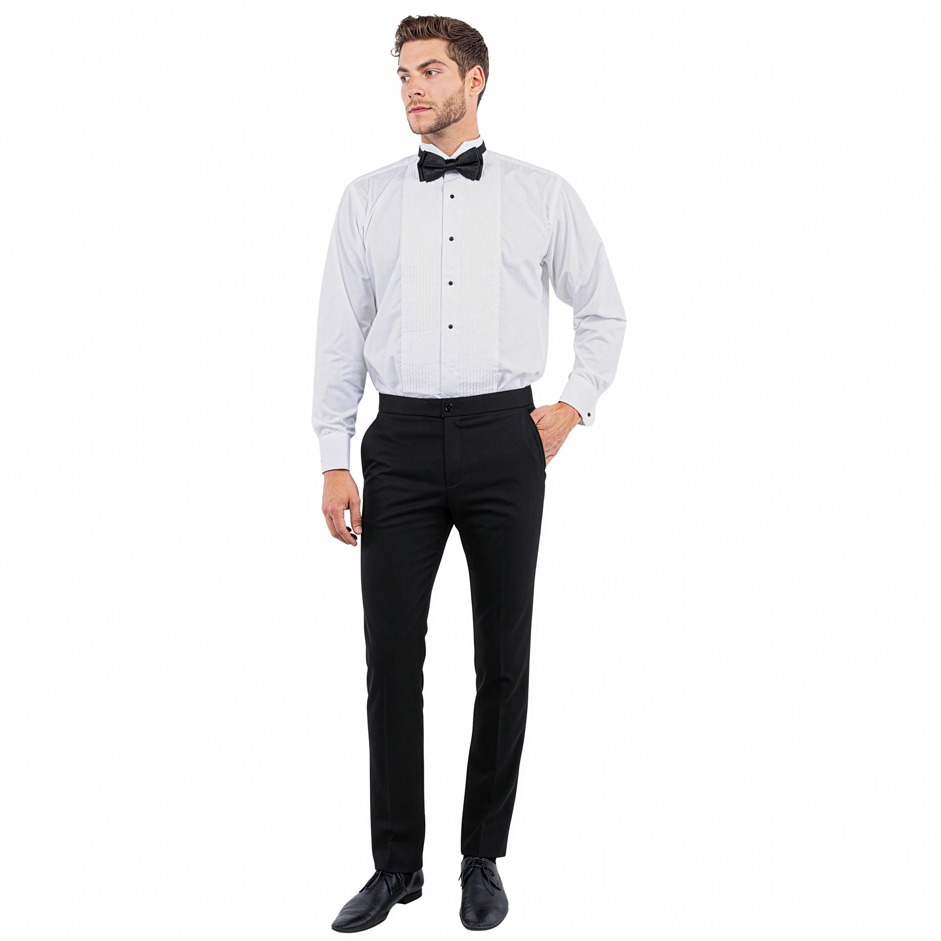Zegarie Unhemmed Men’s Satin Side Stripe Tuxedo Pants, Open Bottom