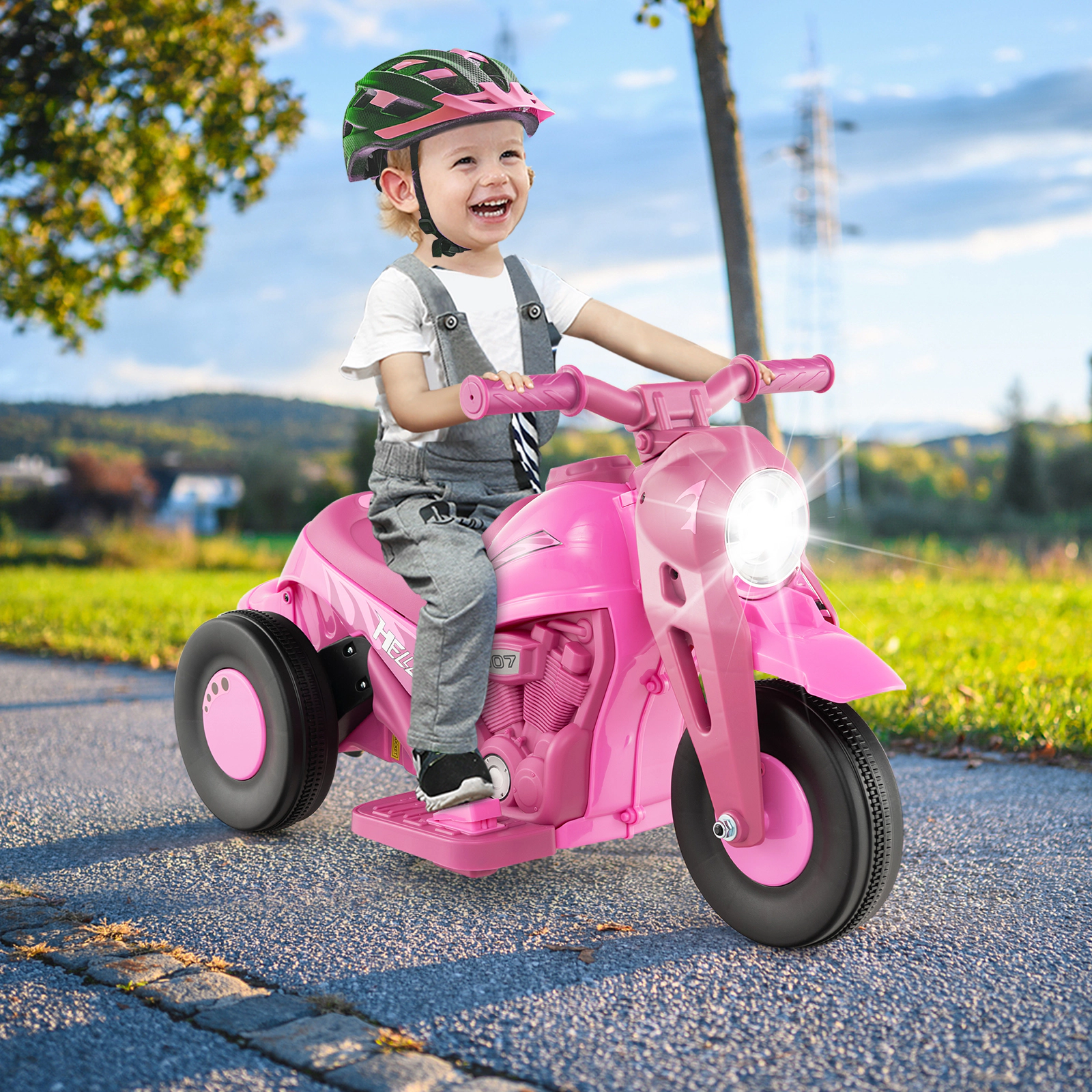SUGIFT 6V Kids Electric Ride-On Motorcycle with Bubble Maker and Music 66-lb Capacity with LED Head Light Pink