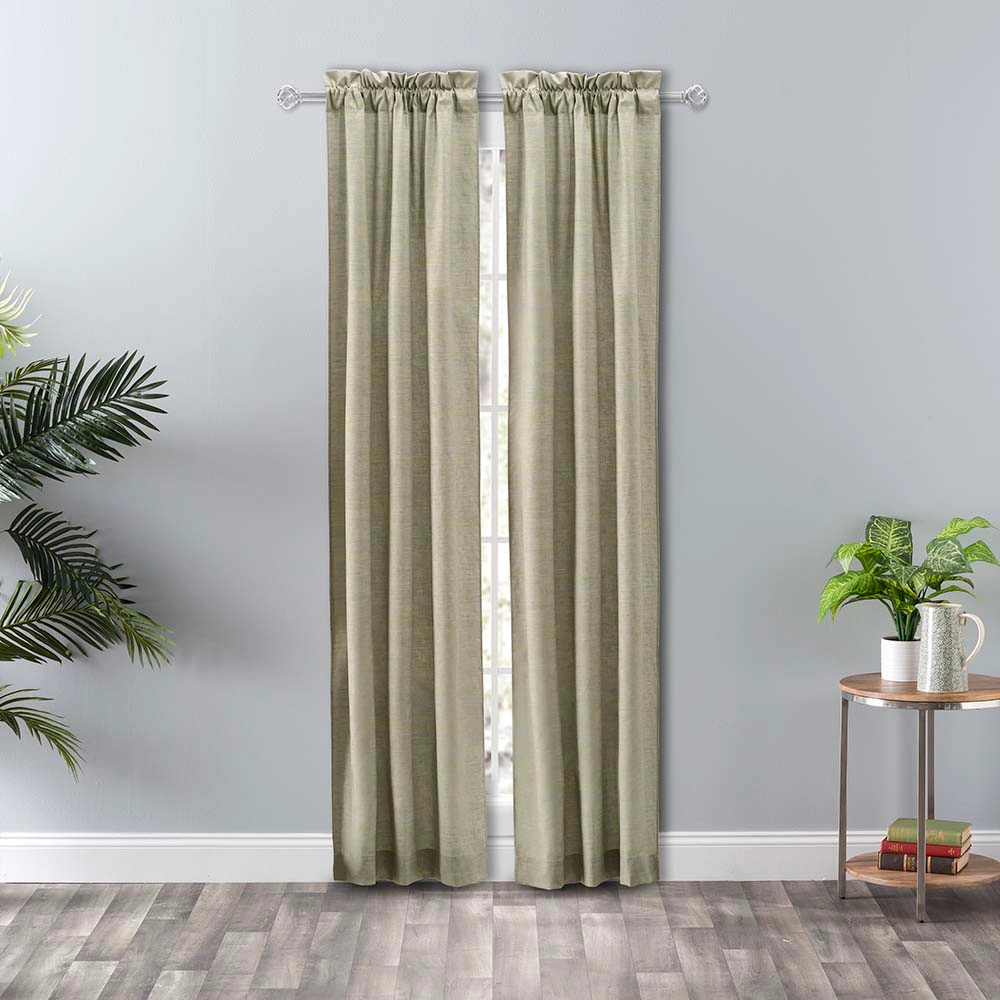 Ellis Curtain Lisa Solid Poly Cotton Duck Fabric Tailored Panel Pair with Ties 56" x 63" Mist