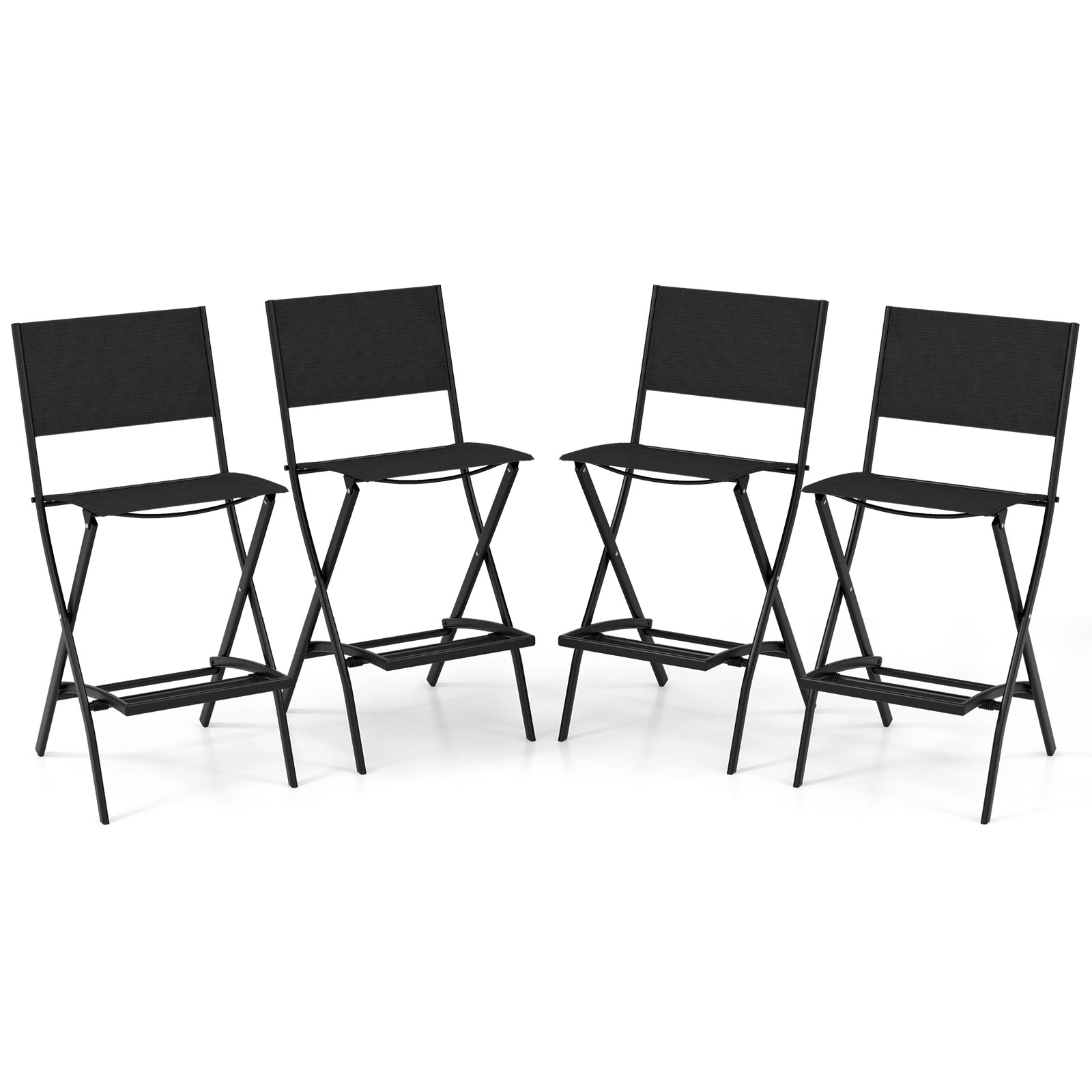 SUGIFT Set of 4 Folding Bar Stools, 330-Lb Capacity, 28-In Seat Height, Black