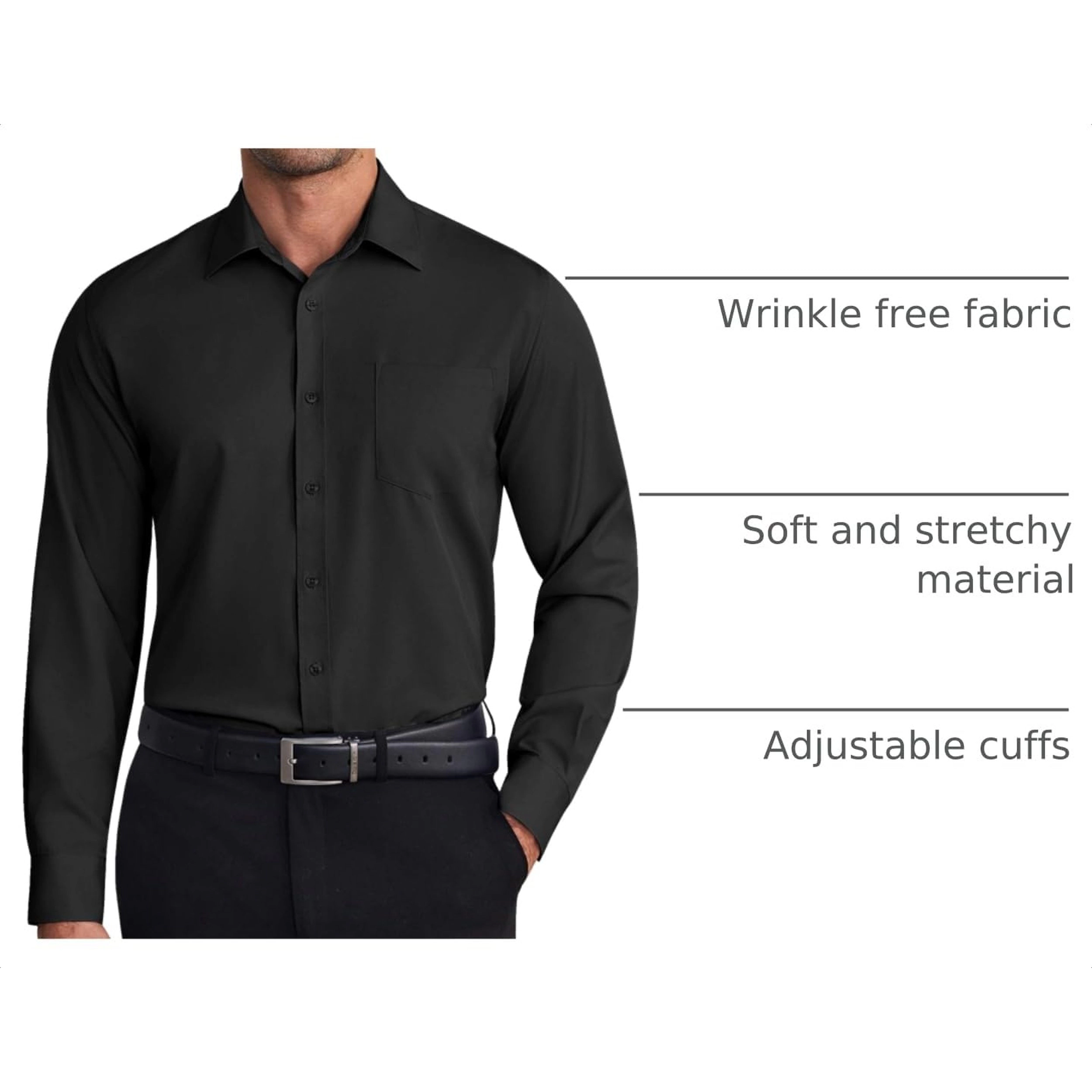COOFANDY Mens Long Sleeve Dress Shirt Point Collar Button Up Casual Shirts