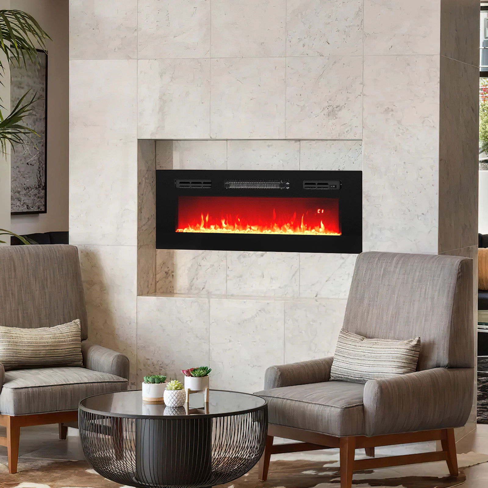 SlickBlue Electric Fireplace Insert with LED Lights and Remote