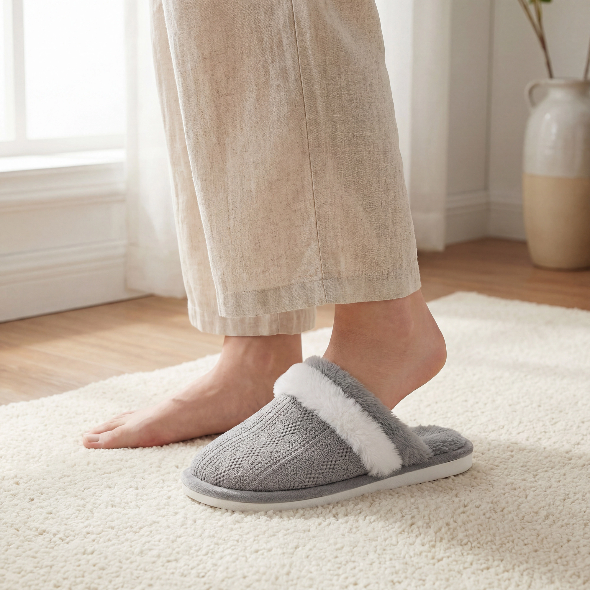 BLISSFUL STEP Women's Warm Winter Soft Faux Fur House Slippers