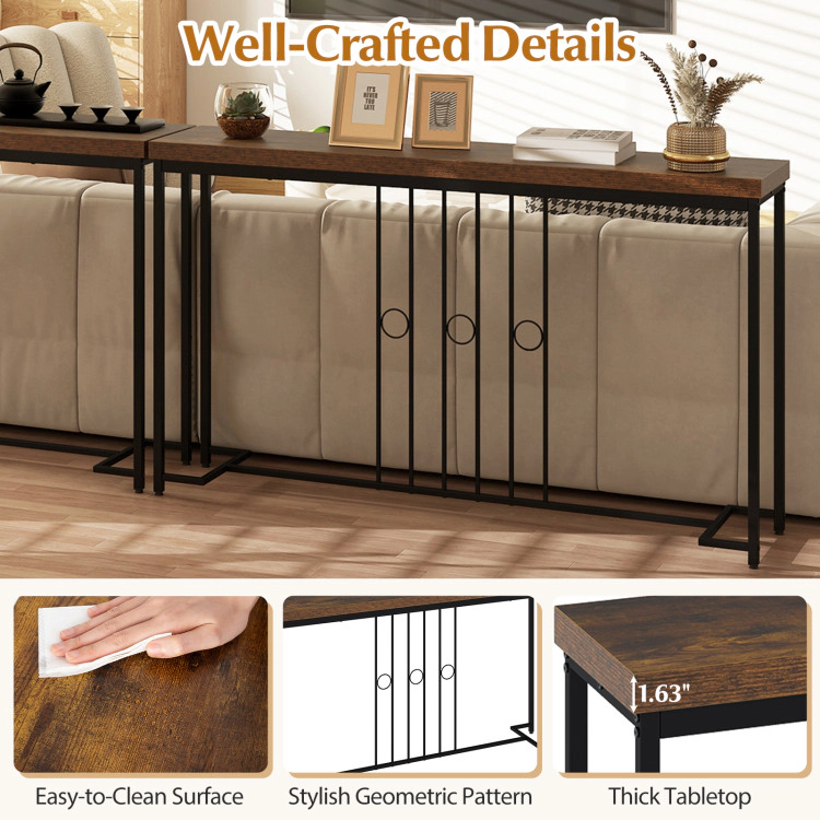 Hivvago 55" Industrial Console Table With H-Shaped Base