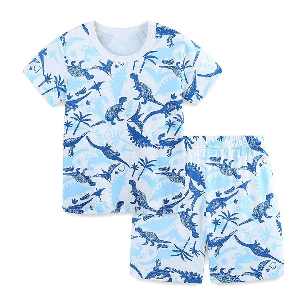 MyKids-USA Boys Summer Blue T-Shirt and Shorts Set