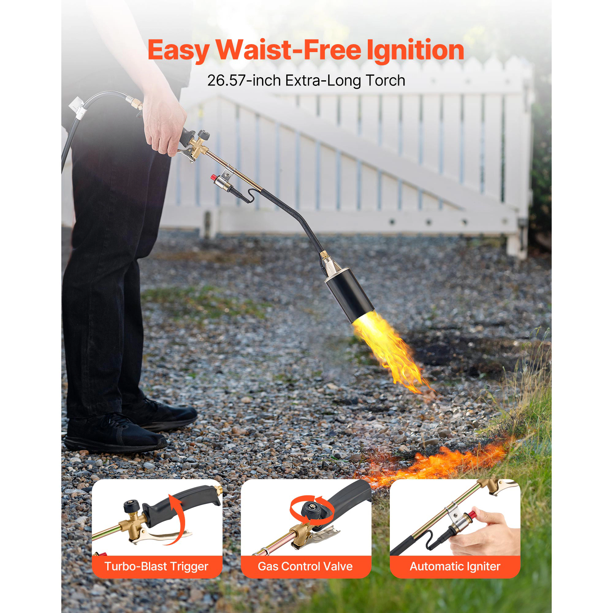 HONGGE Propane Torch Weed Burner, High Output 1, 800, 000 BTU with 10 ft Hose