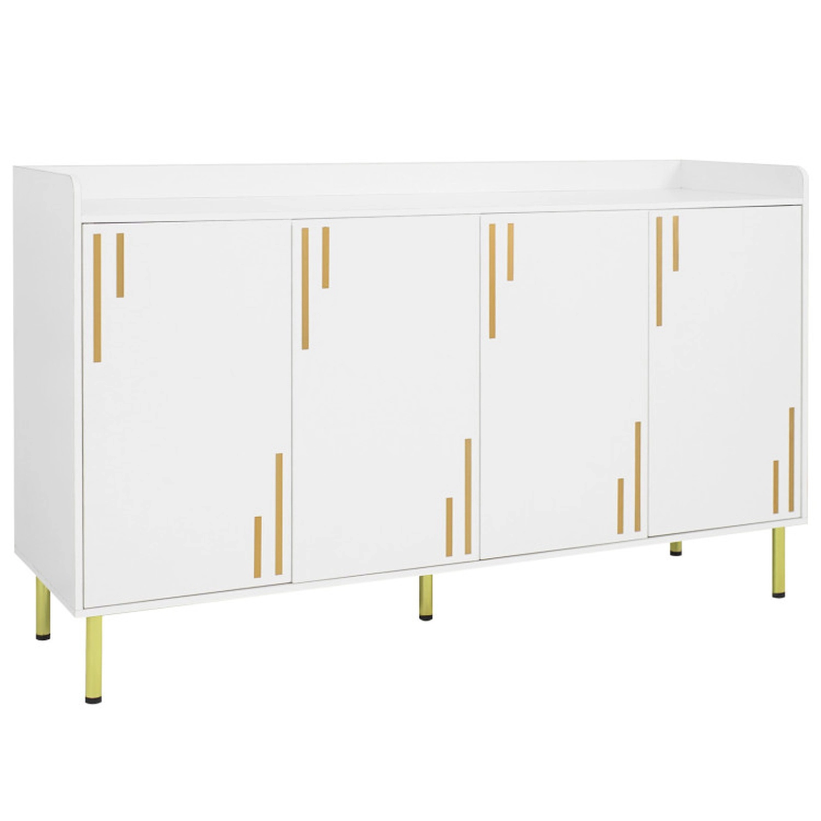 SUGIFT 55-in 4 Doors 5 Metal Legs Gold-Tone Handles Credenza Buffet Cabinet 16-in D x 33-in H 100-lb Capacity White