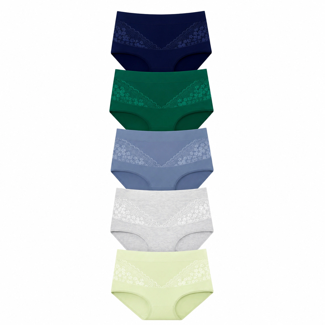 WZK Womens 5-Pack High Waisted Cotton Tummy Control Full Coverage Briefs Panties