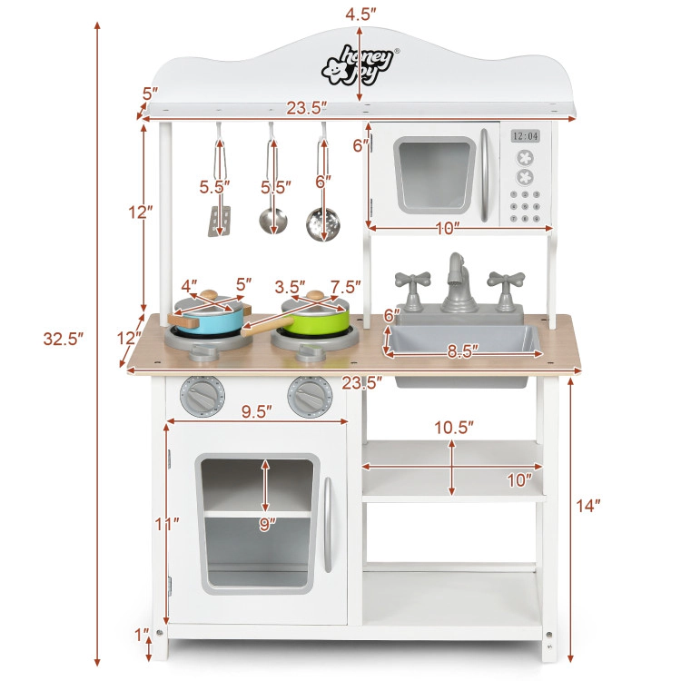 Hivvago Wooden Pretend Play Kitchen Set for Kids with Accessories and Sink