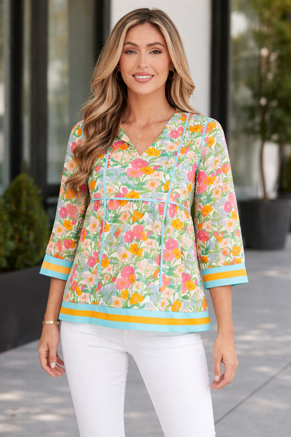 Threaded Pear Women's Adley Puff Sleeve Babydoll Blouse