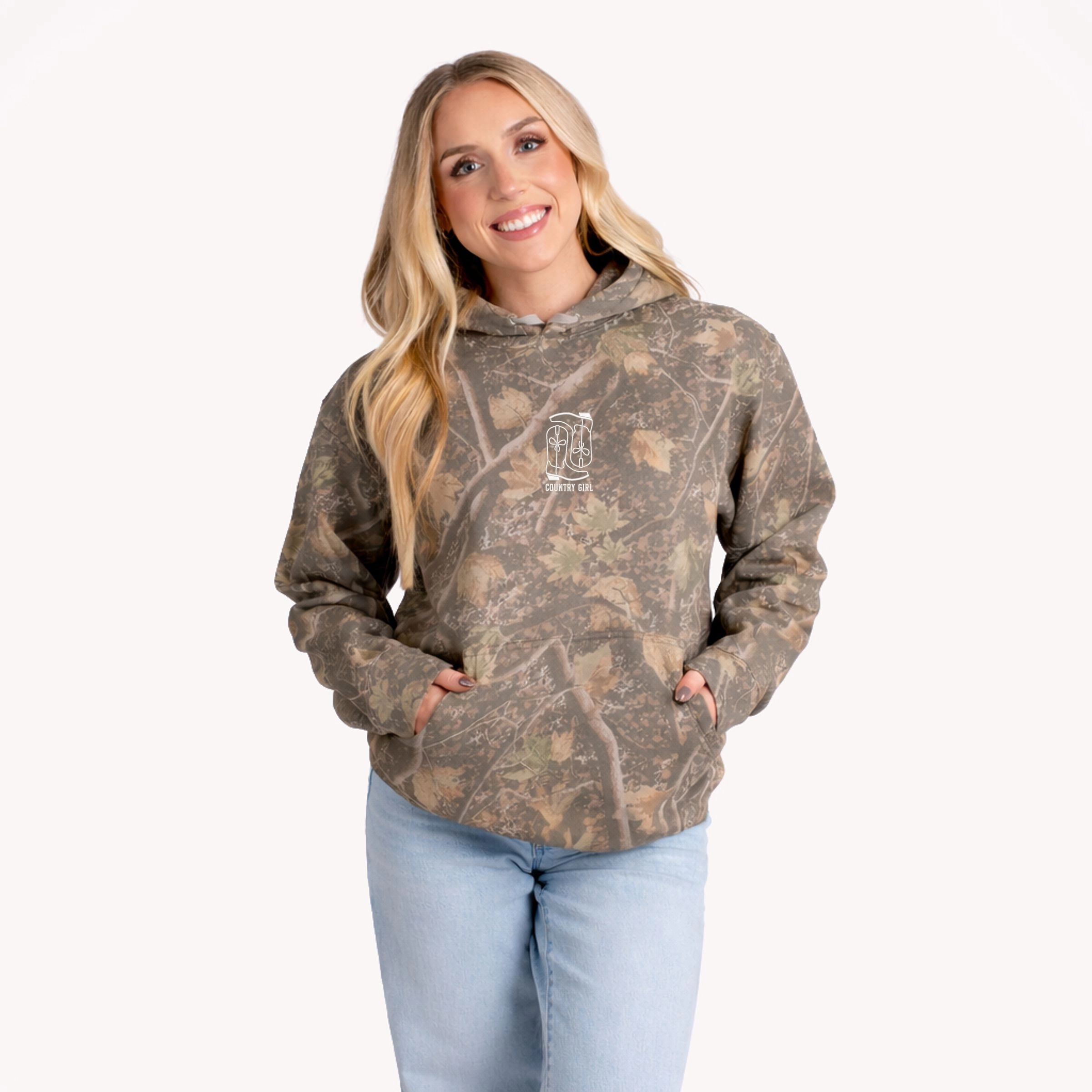 Simply Sage Market - Women's Camo Hoodie Embroidered Boots Country Girl