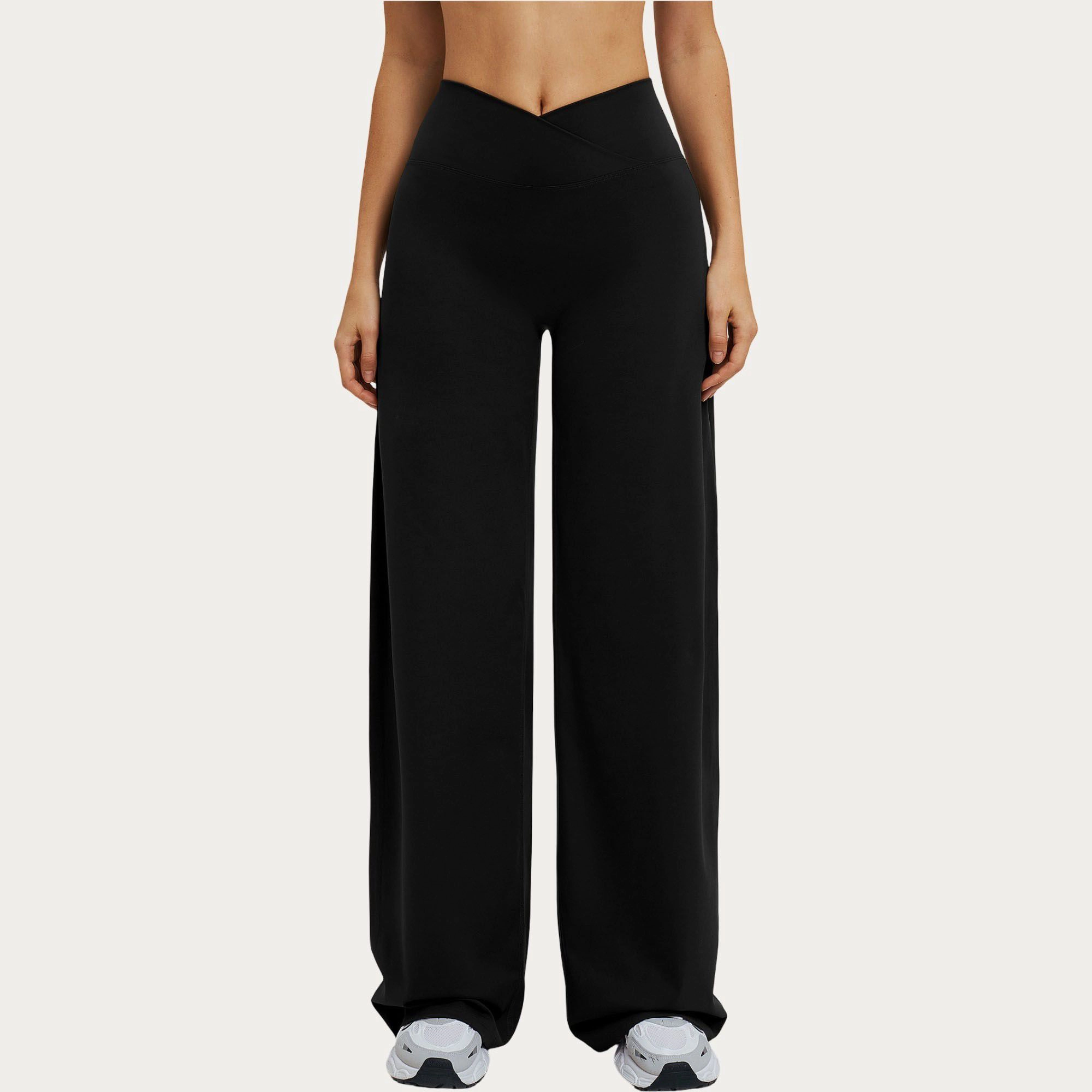 Anna-Kaci Women's High-Waist Crossover Wide-Leg Yoga Pants Stretch Athletic Lounge Workout