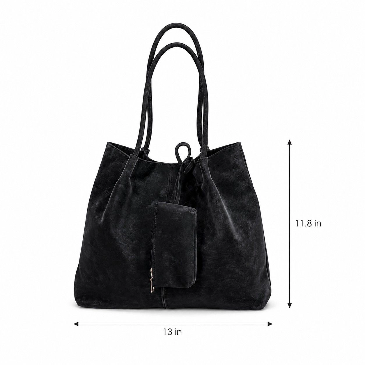 Alilang Women's Soft PU Leather Tote Bag with Removable Pouch and Shoulder Handles, Khaki