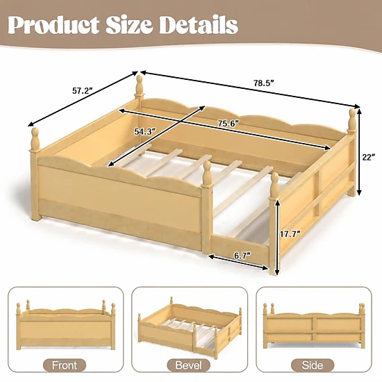 GOODSILO Solid Wood Full Bed Frame