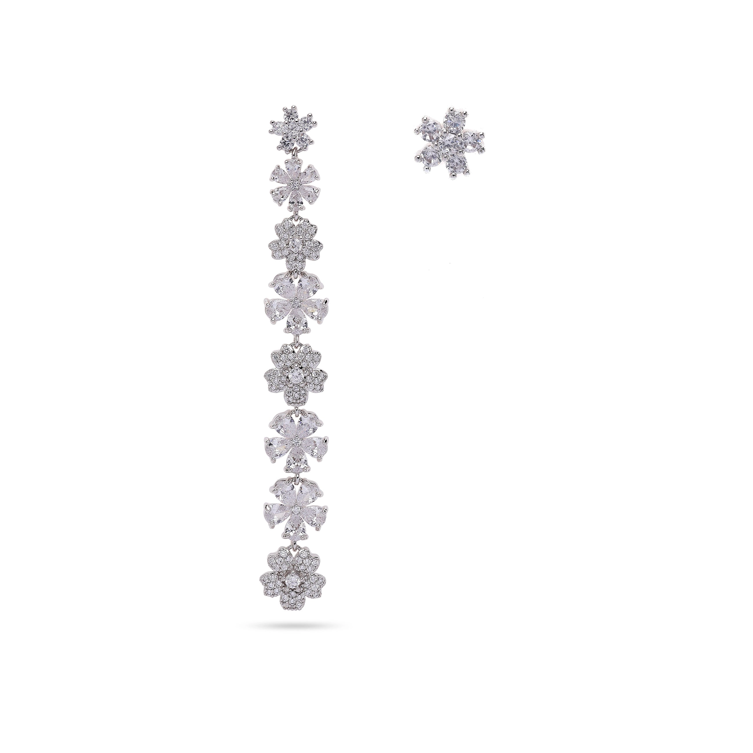 AGP PARIS Womens Long Floral Drop Earrings