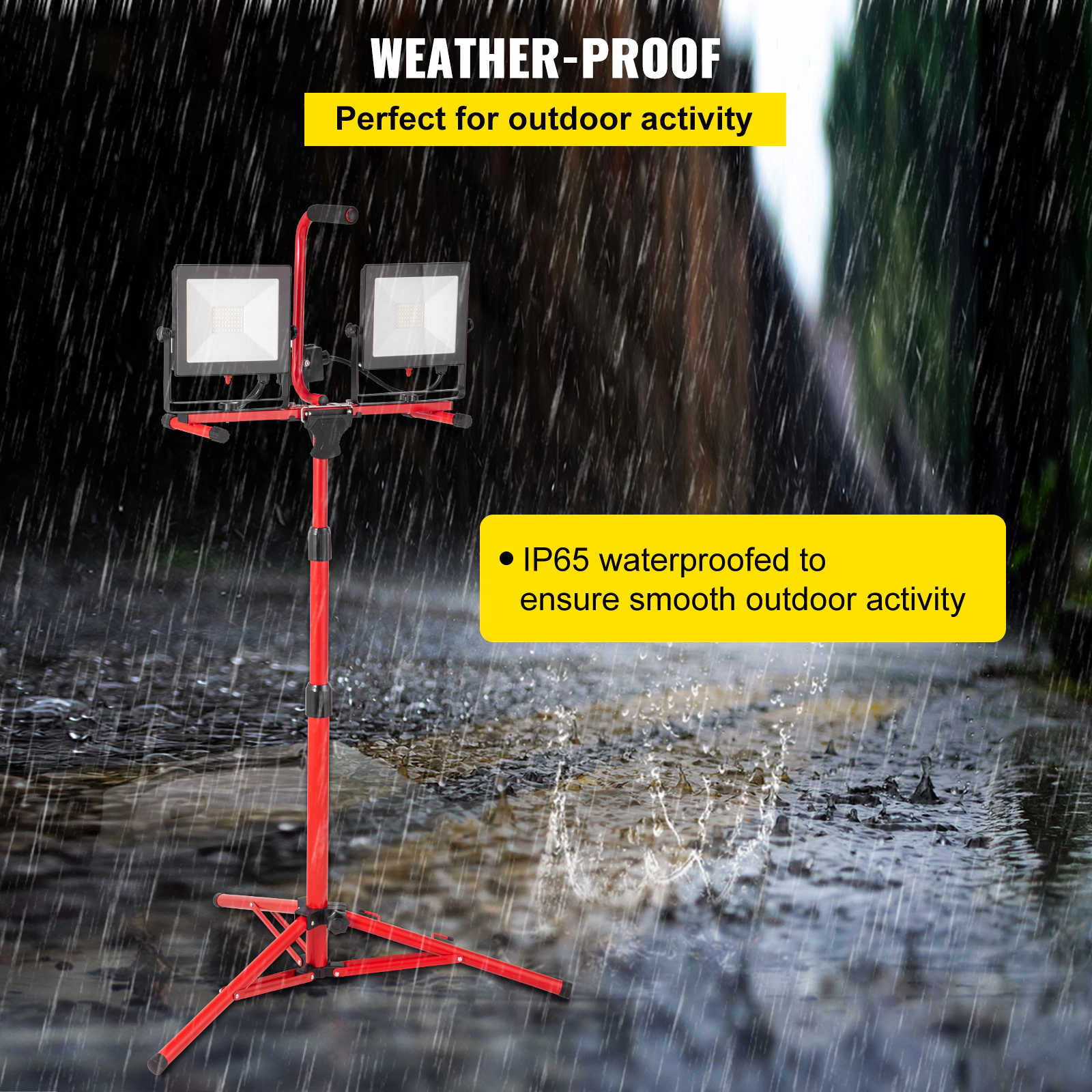 HONGGE LED Work Light with Stand, Dual-head LED Work Light with Adjustable and Foldable Tripod Stand