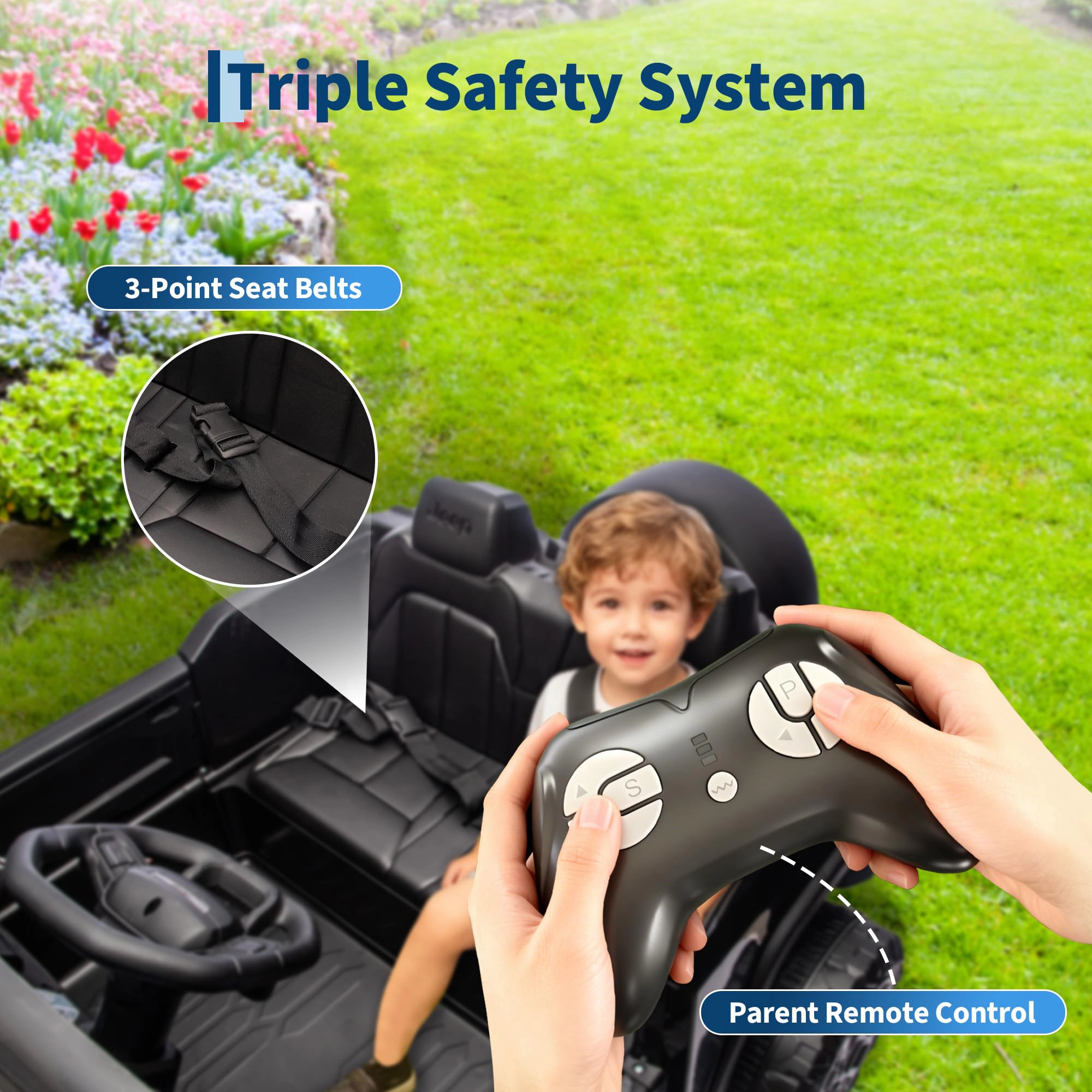 24V Licensed Ride on Car for Big Kids, 2-Seater Electric Truck with Remote, 3 Speeds, Music & Lights