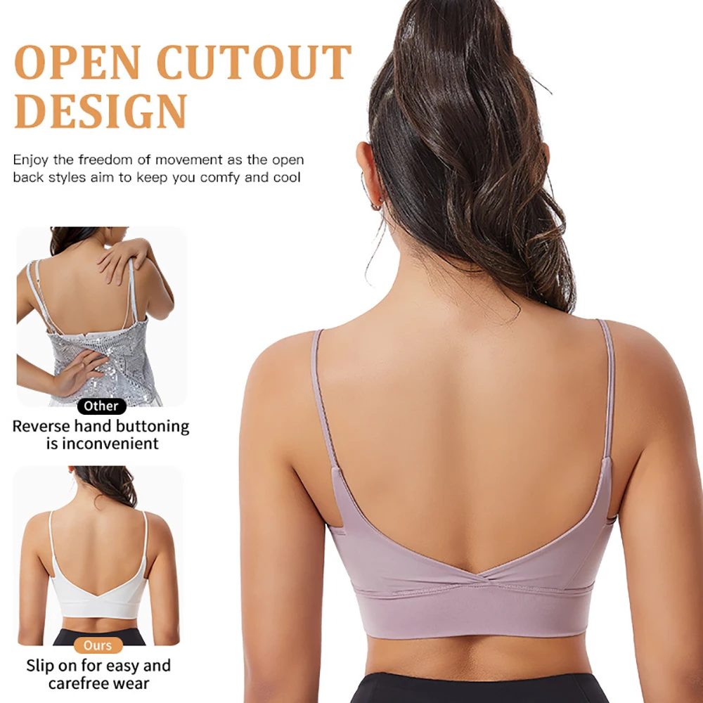 Wardrobe Whimsy Women Racerback Sports Bra Thin Strap Yoga Fitness Bralette