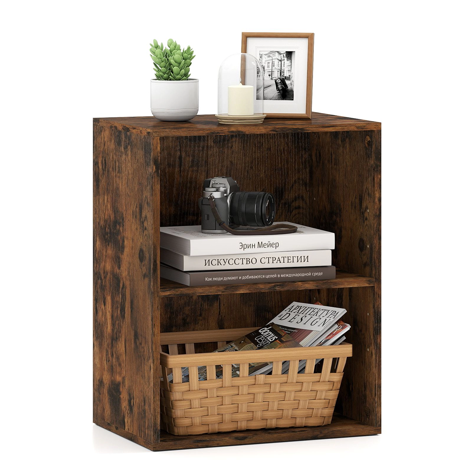 SlickBlue 2 Tier Cube Bookcase With Adjustable Storage Shelf