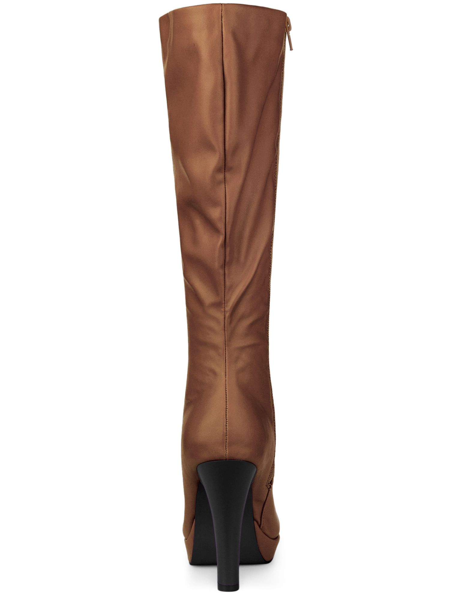 BLISSFUL STEP Women's Chunky Heel Round Toe Platform Knee High Boots