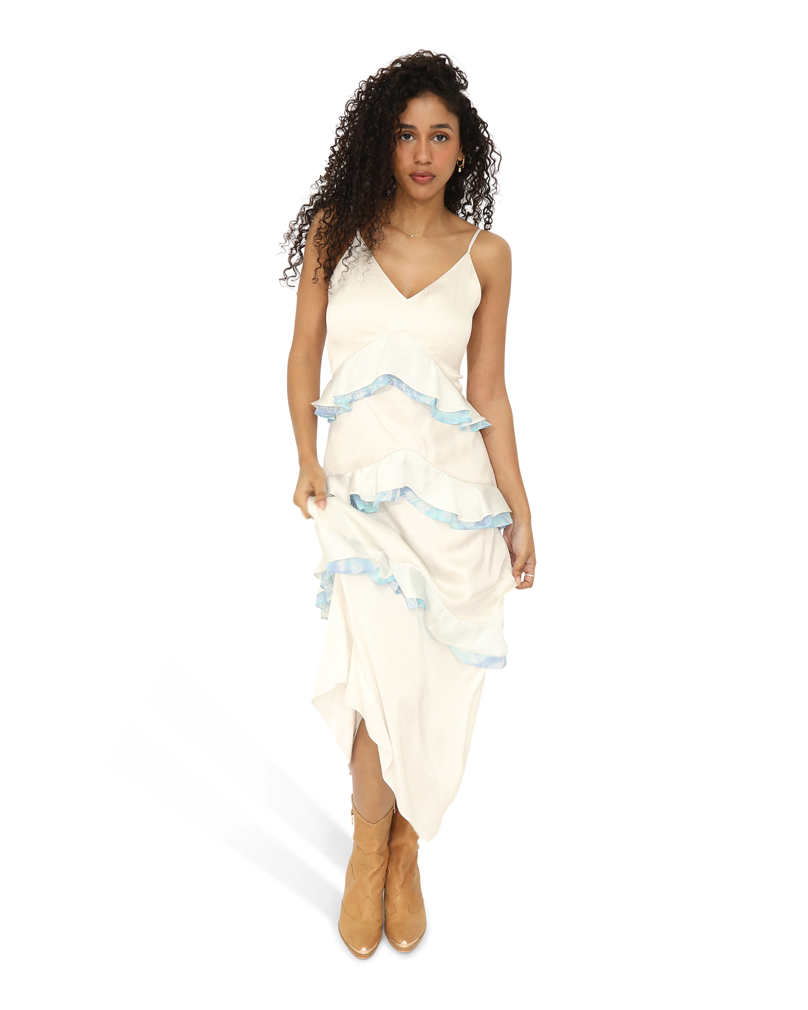 Belle & Bloom Womens Lovely Day Ruffle Maxi Dress