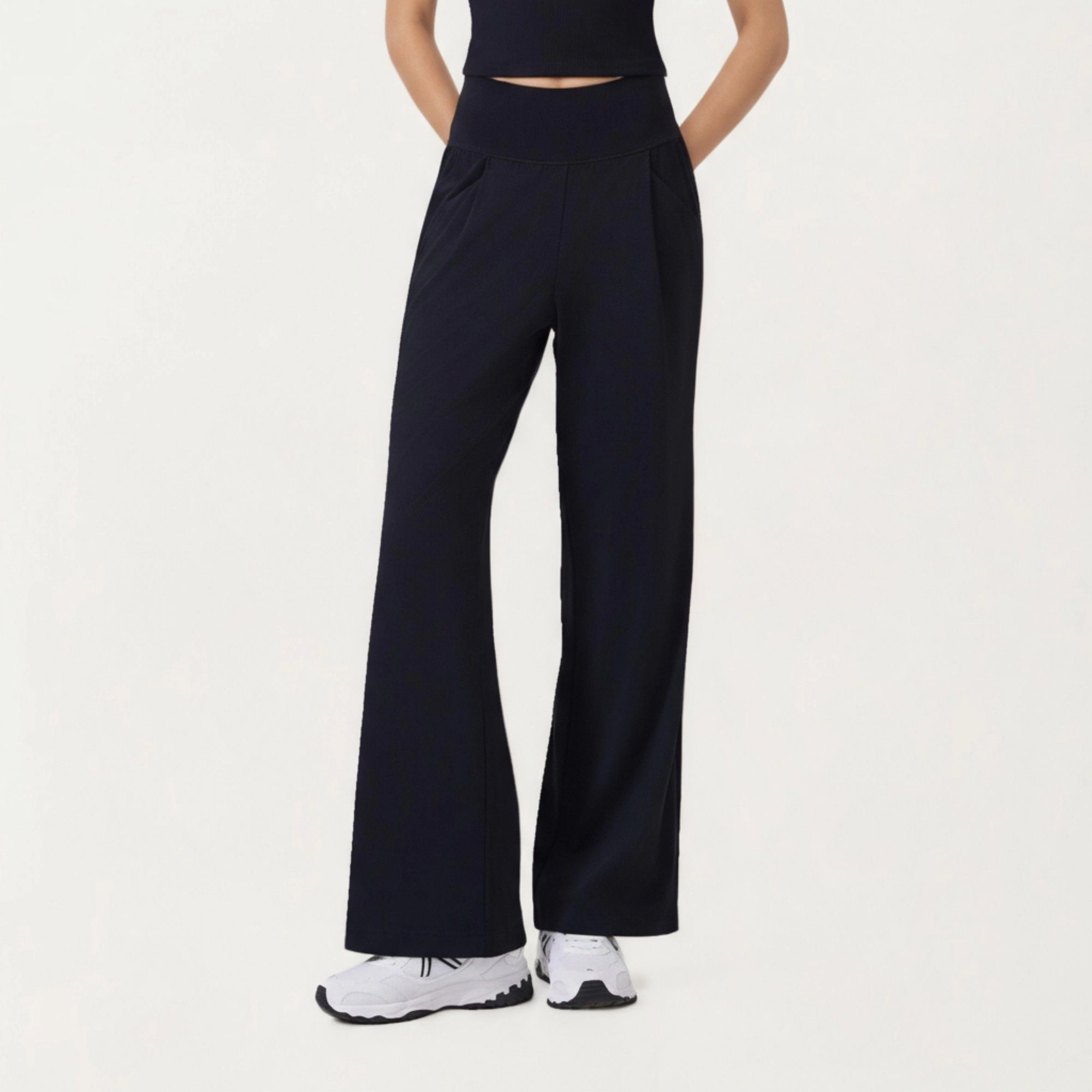 Anna-Kaci Women's High-Waist Wide-Leg Sweatpants with Side Pockets and Smooth Stretch Fabric