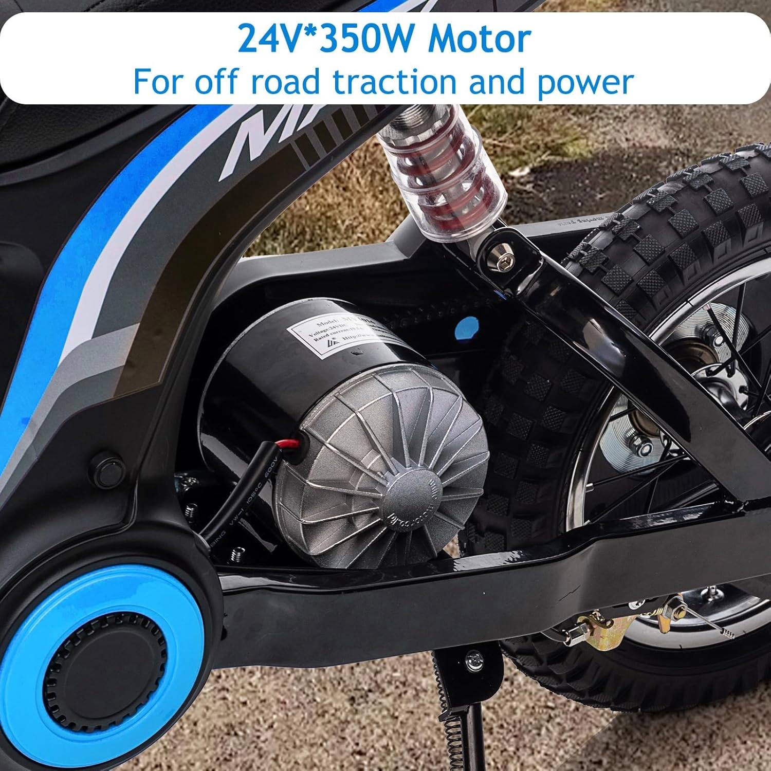 Enjyam 24V Kids Electric Dirt Bike, 3-Speed Ride On Motorcycle w/Suspension, 14.29MPH, ASTM Certified