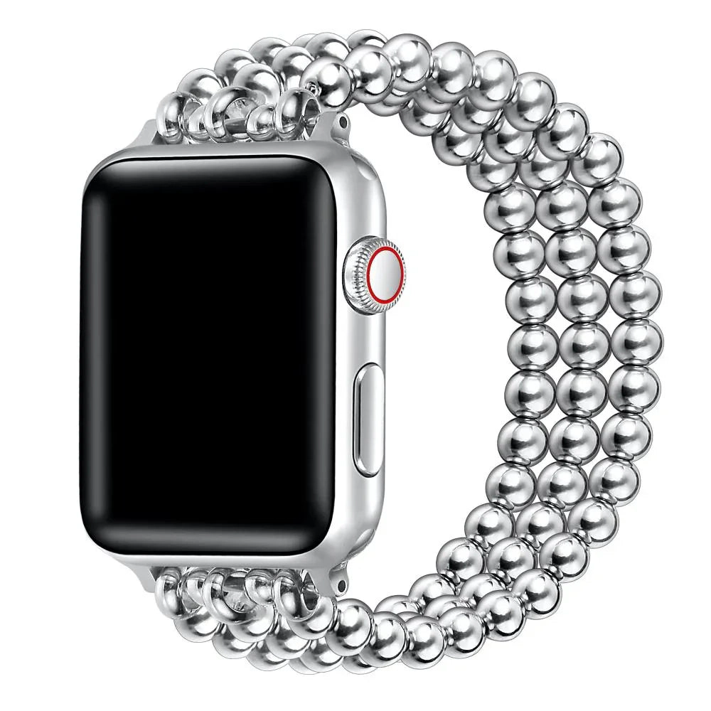 Posh Tech Womens Nova Stainless Steel Beaded Band for Apple Watch