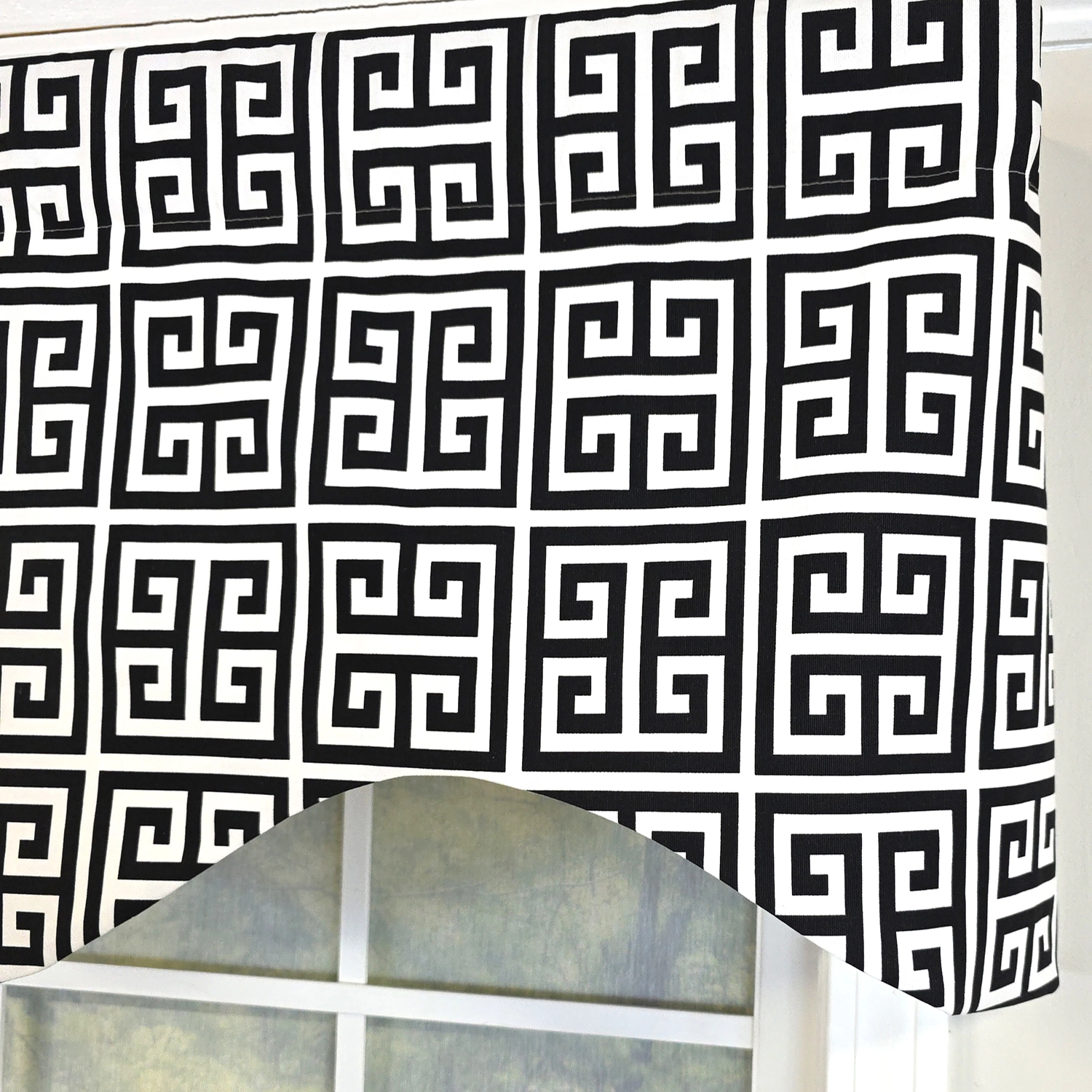 RLF Home 100% Cotton Tower Cornice With Poly/Cotton Ivory lining Rod Pocket Valance 50" x 17" Black