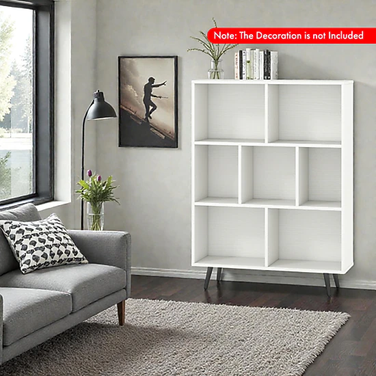 Hivvago Modern Storage Bookcase with Open Cube Shelves and Metal Legs
