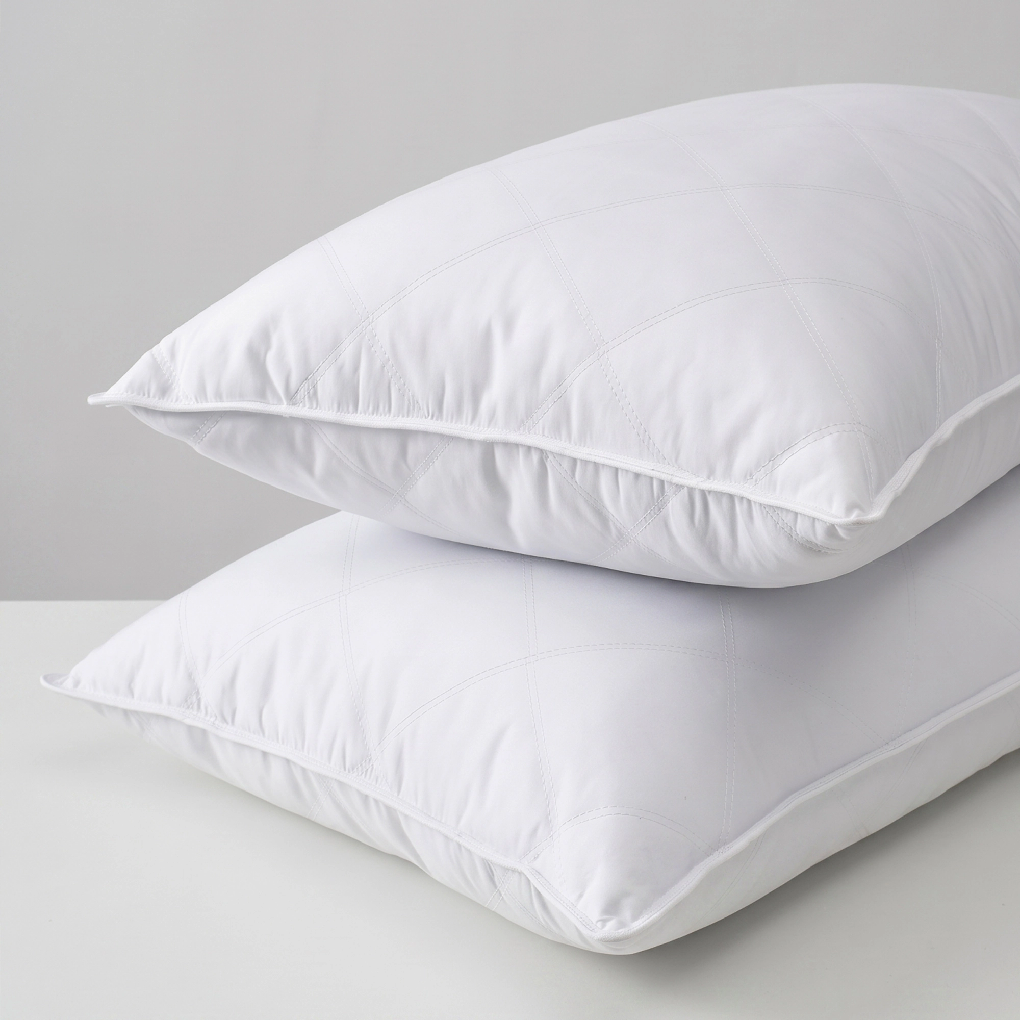Unikome Quilted Goose Feather Pillow Medium Firm Bed Pillows with Soft Shell Set of 2