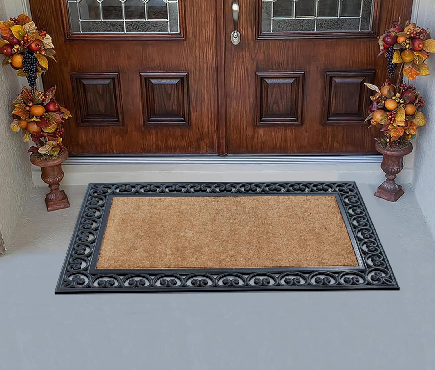 A1HC Coir and Rubber Door Mat 30x48 Inches Anti-Shed Fade-Resistant Heavy Duty Large Rectangle Black