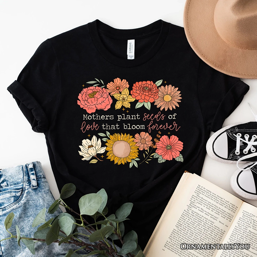 OrnamentallyYou Womens Seeds Of Love Mama Floral T-Shirt