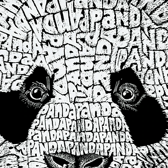 LA Pop Art Men's Word Art T-Shirt - Panda