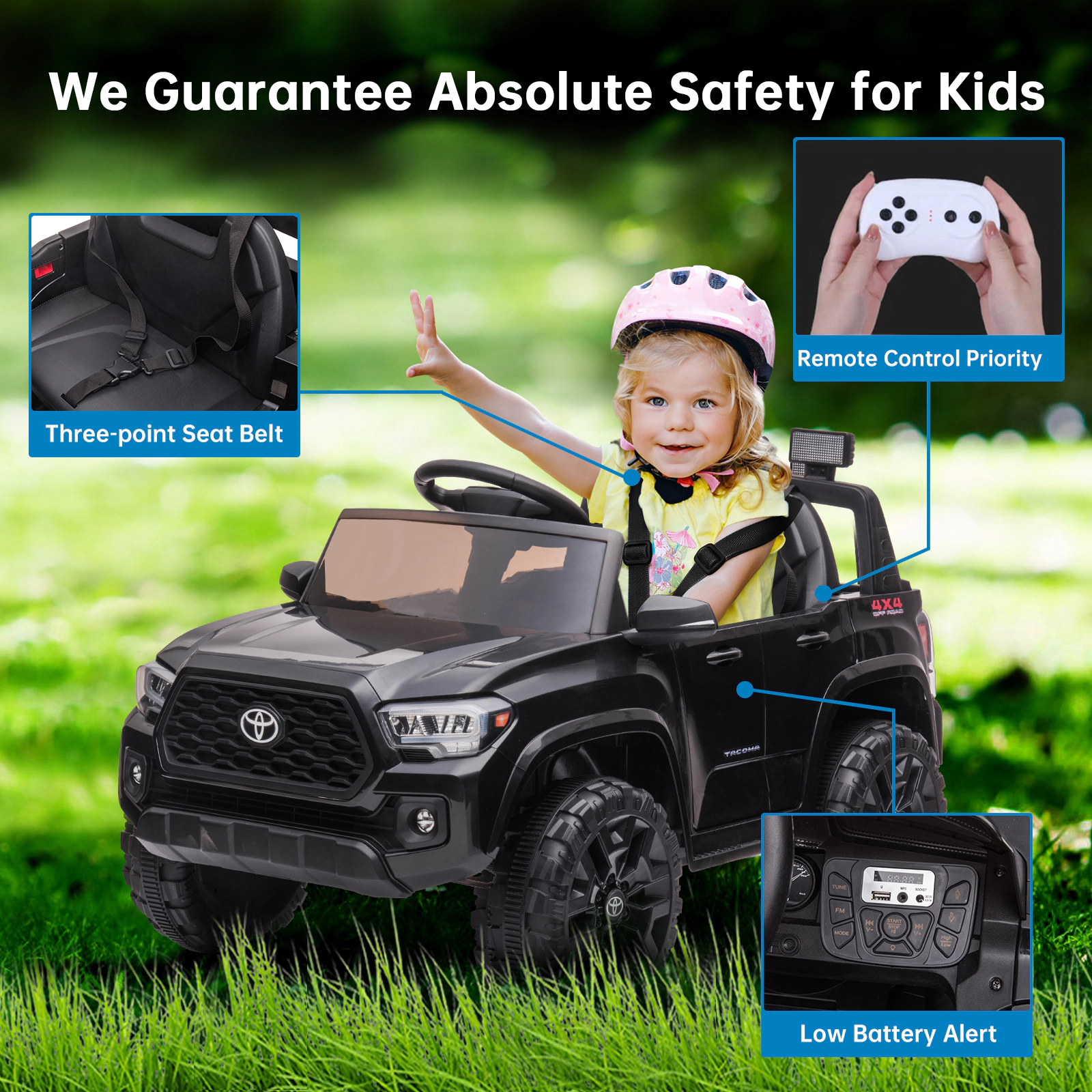 Howbow 12V Kids Electric Ride-On Car – Remote Control, Safety Belt, 2-Speed Battery Powered Toy, Pink