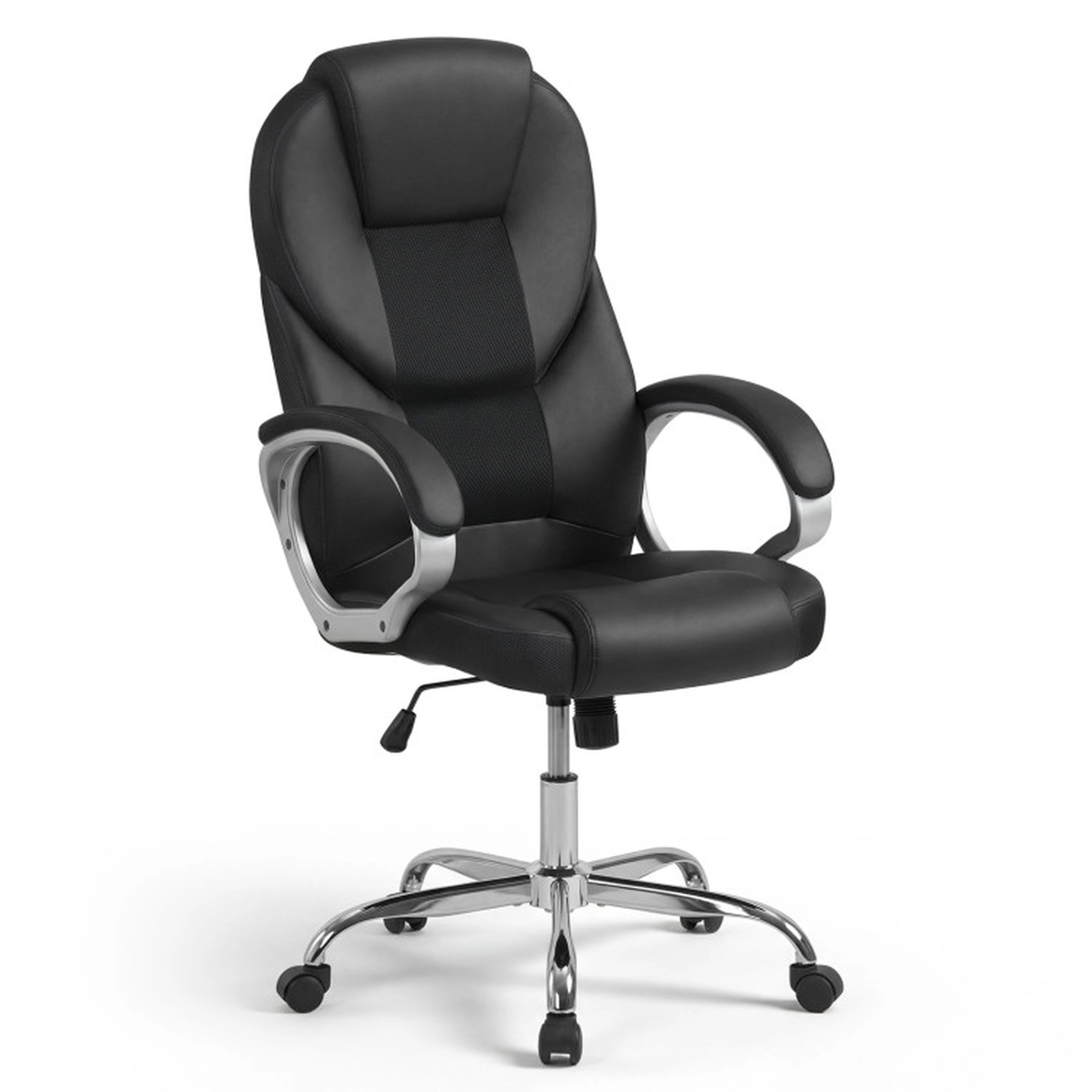 SUGIFT 300-lb Capacity Black PU Leather and Mesh Ergonomic Executive Desk Chair with Rocking Backrest
