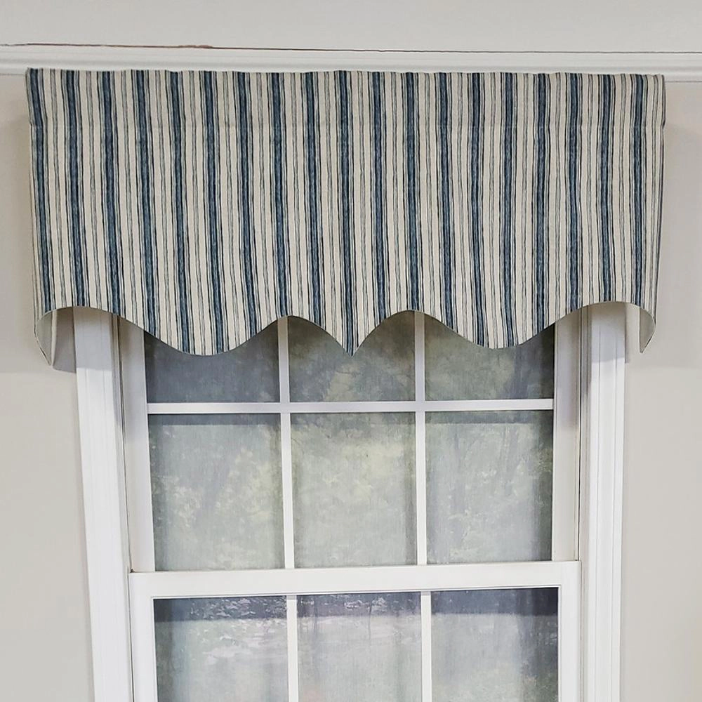 RLF Home Luxurious Modern Design Classic Brunswick Stripe Regal Style Window Valance 50" x 17" Denim