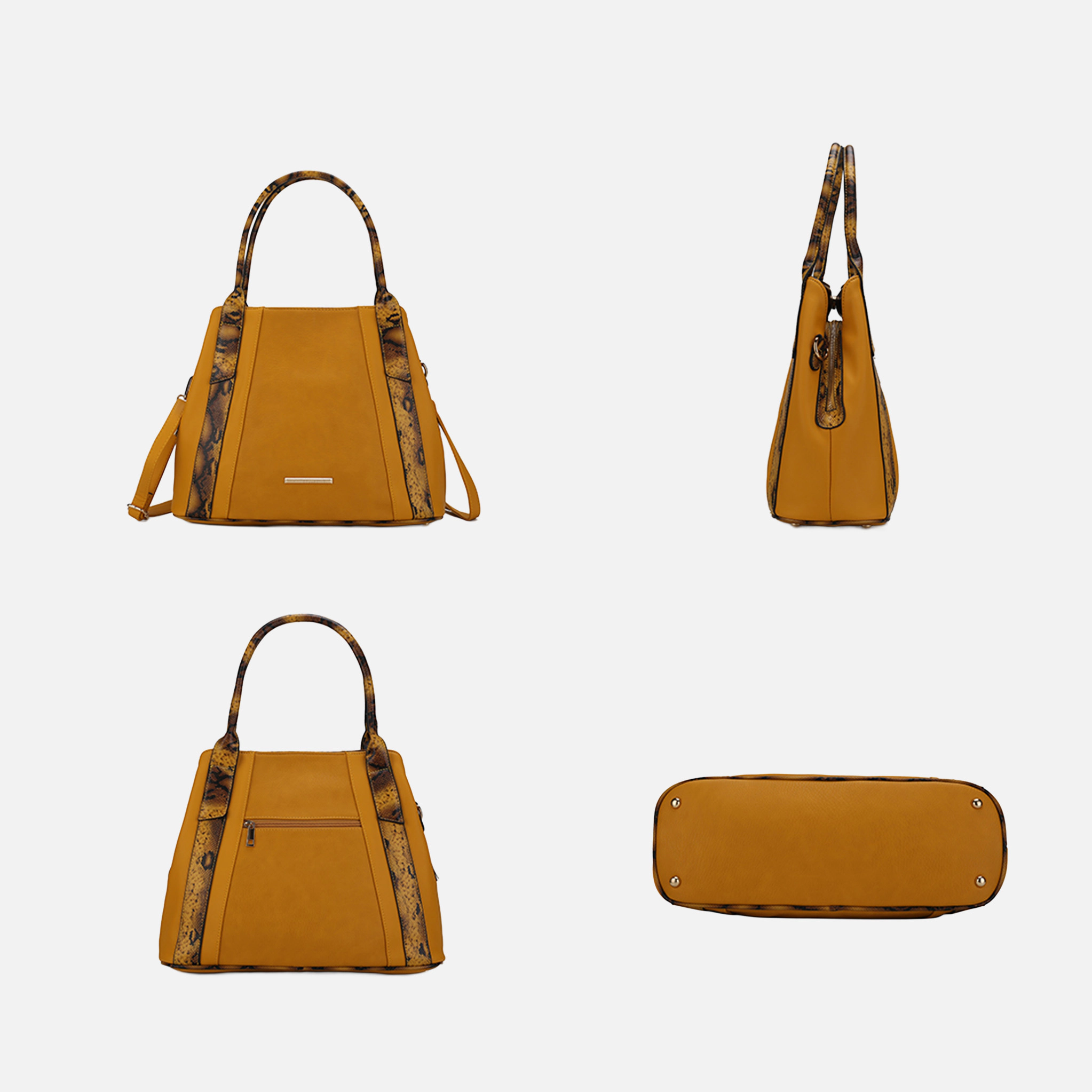 Mia K Collection Kenna Vegan Leather Tote - Faux-Snake Trim, Removable Strap