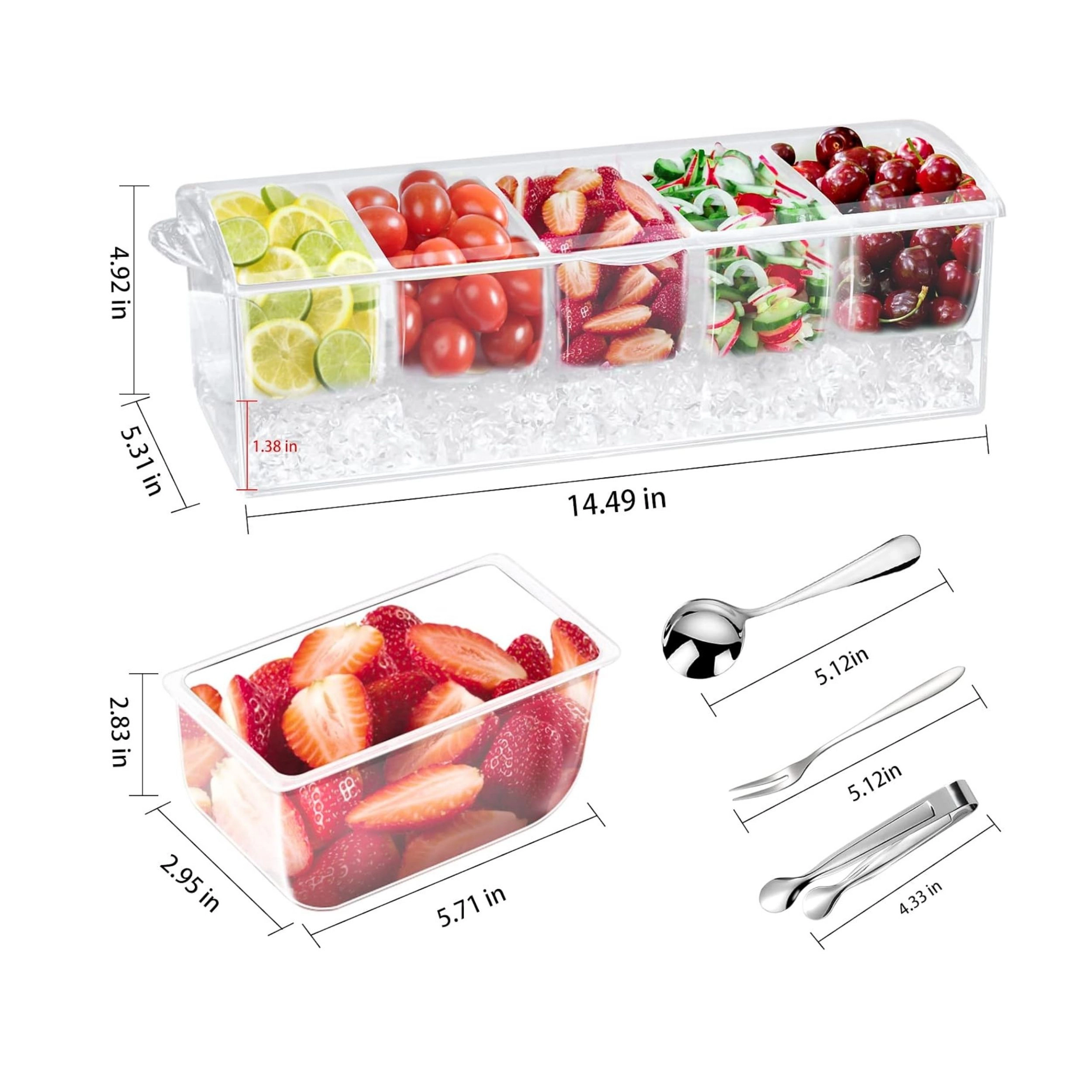 Stock Preferred Chilled Condiment Serving Tray with Stainless Steel Utensils