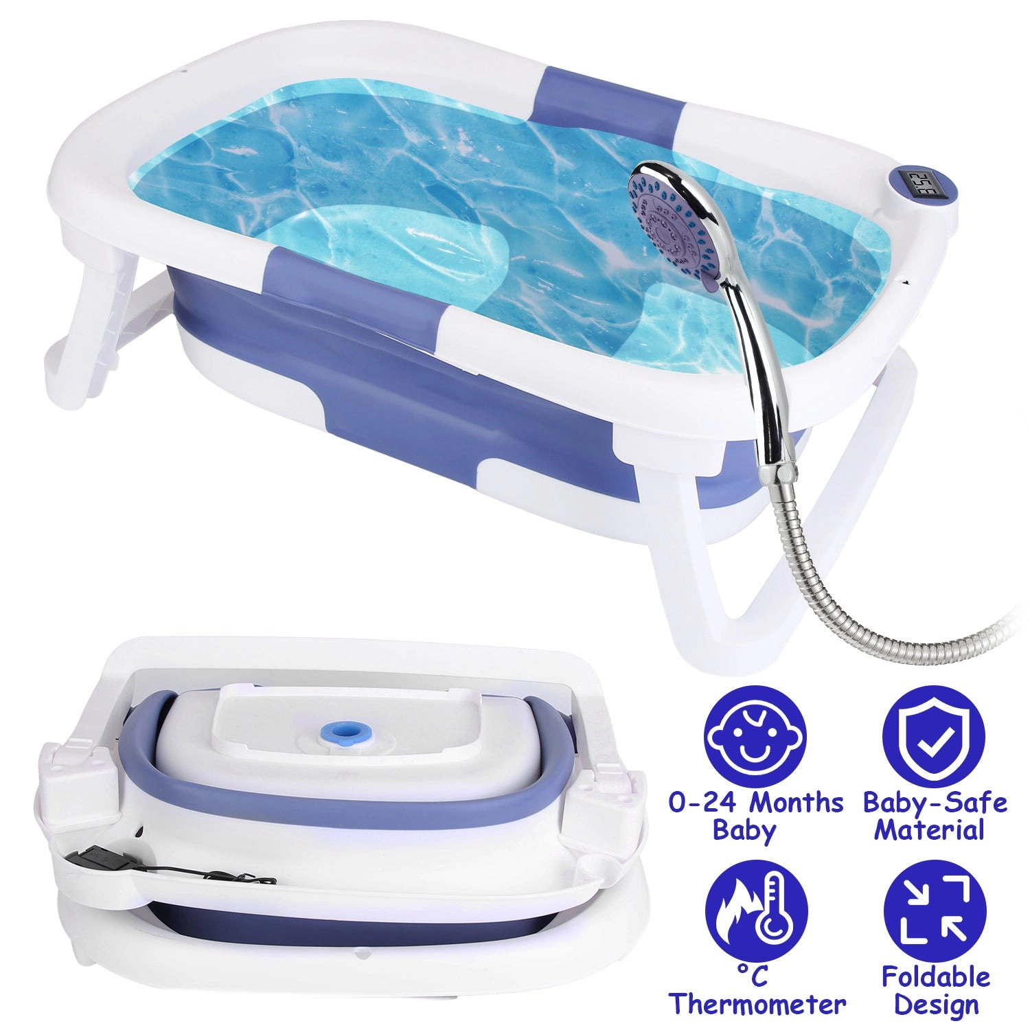 GBruno Kids' Kids' Collapsible Baby Bathtub With Thermometer