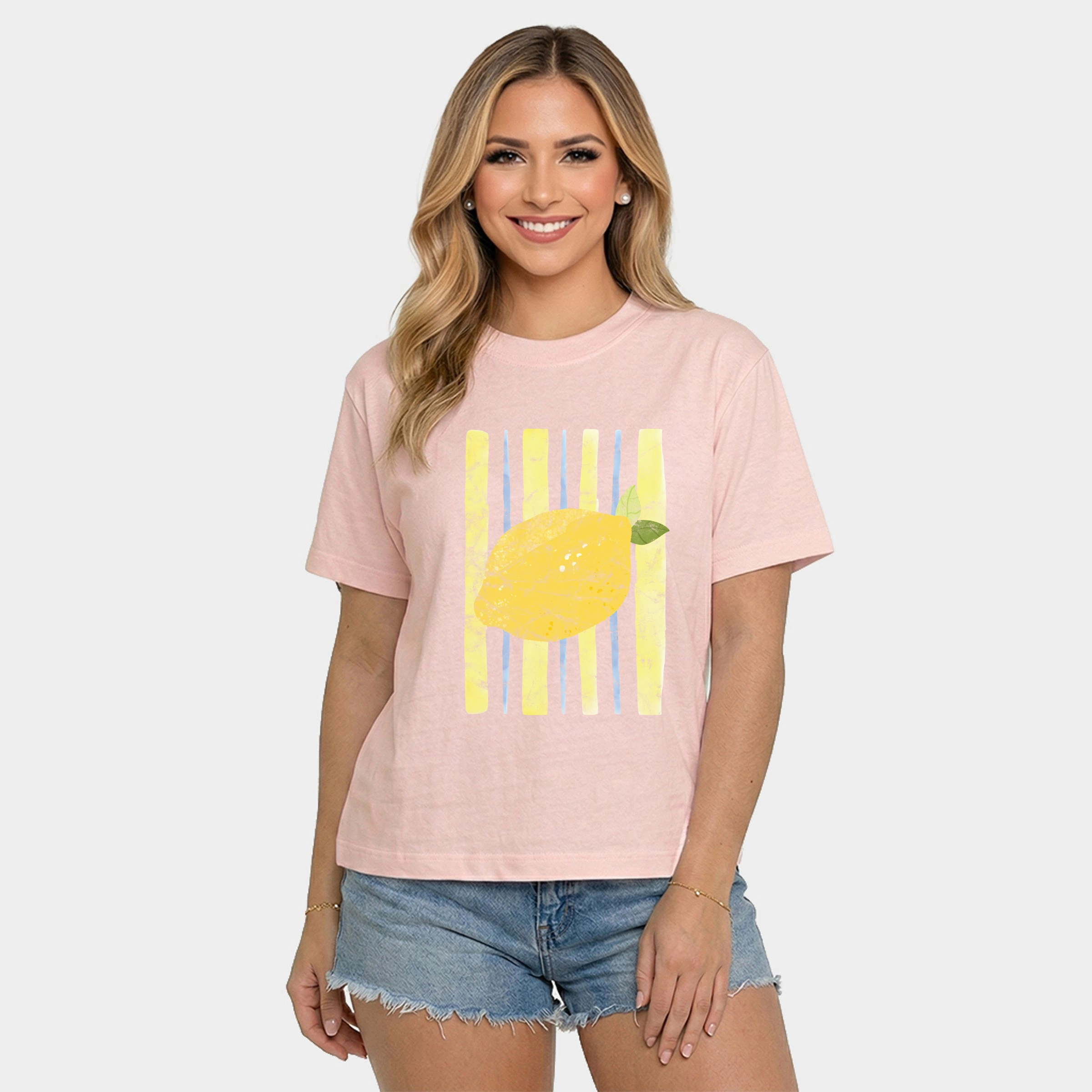 Simply Sage Market - Women's Relaxed Boxy Tee Lemon Stripes