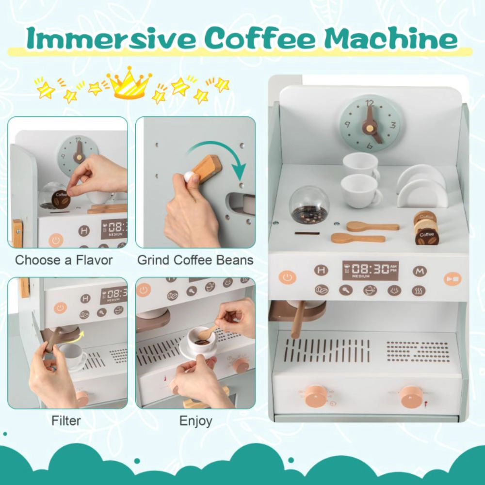 Hivvago Wooden Kids Grocery Store Playset Pretend Play Supermarket-Green