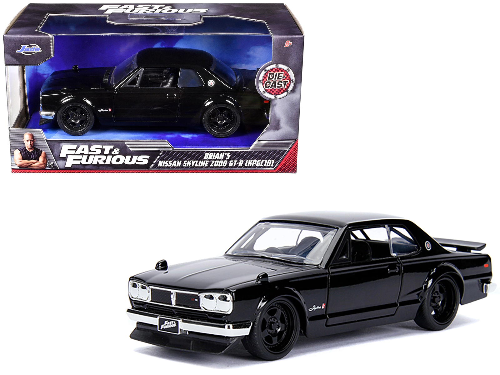 Jada Brian's Nissan Skyline 2000 GT-R (KPGC10) Black "Fast & Furious" Movie 1/32 Diecast Model Car by Jada