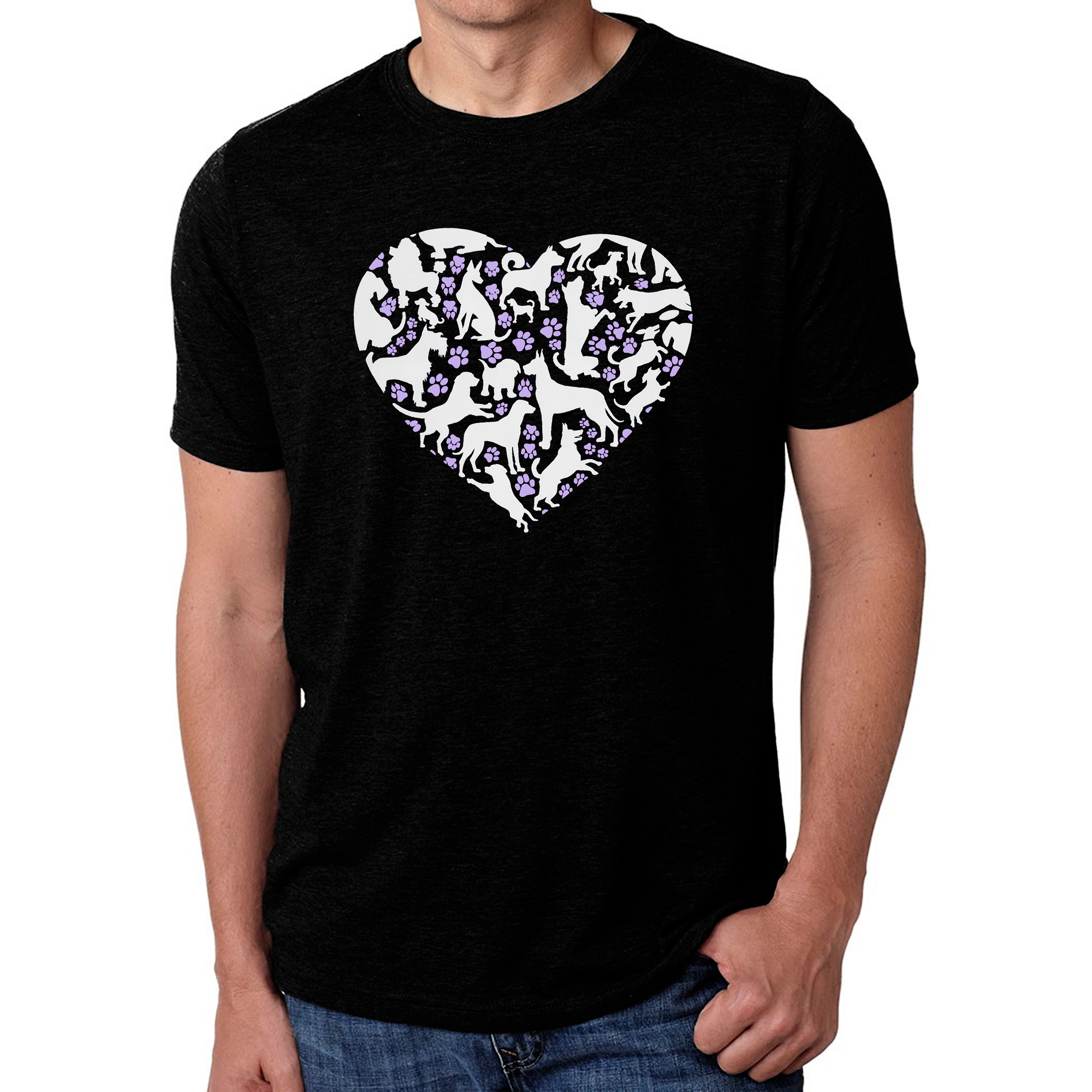 LA Pop Art Men's Cotton-Poly Word T-Shirt - Dog Heart