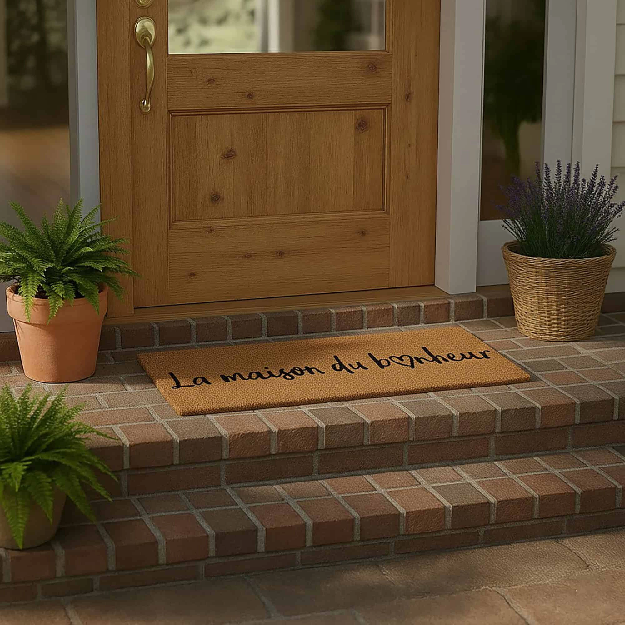 Evideco French Home Goods Natural La Maison du Bonheur Coir Doormat 30 x 10 Inches